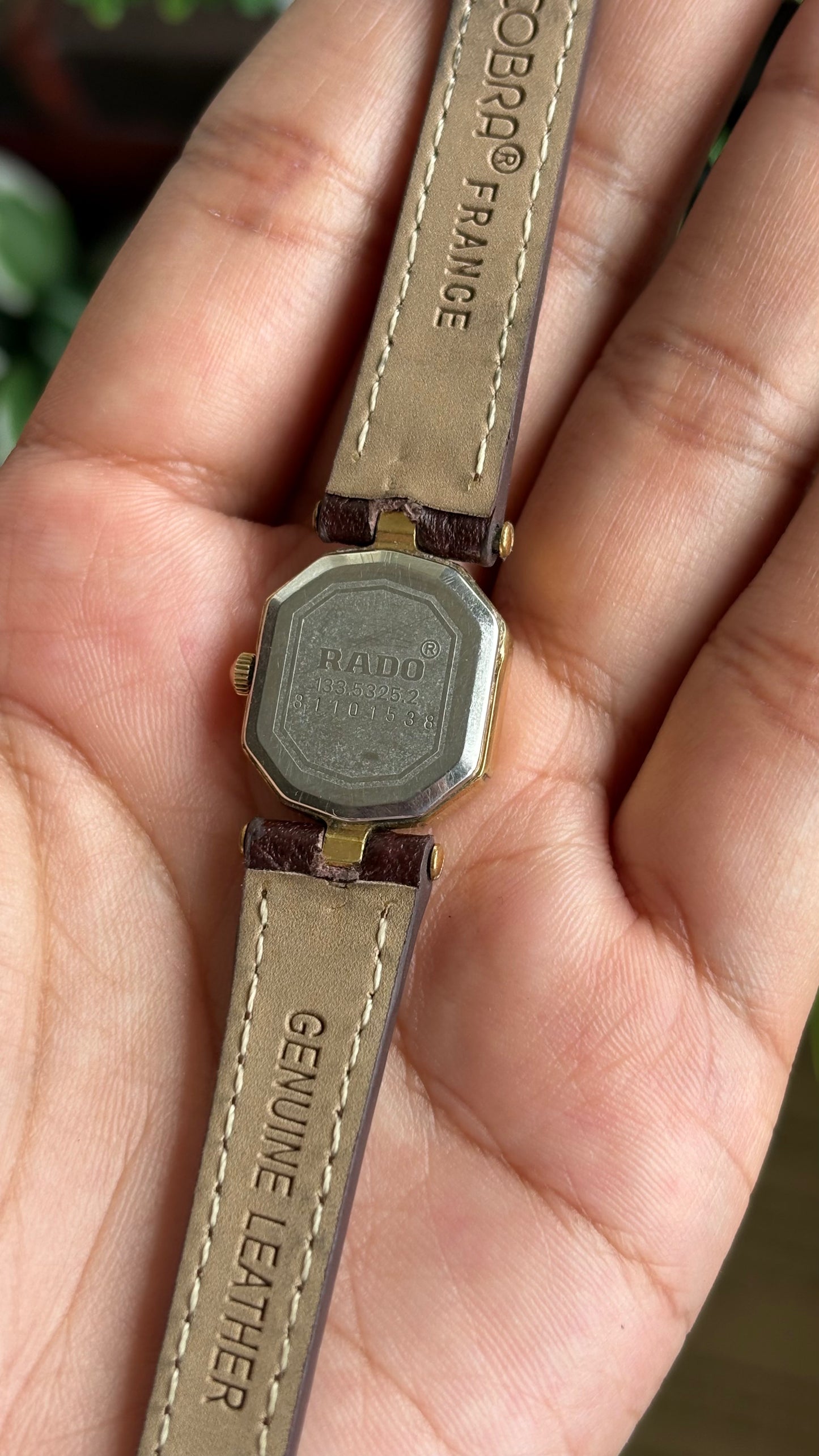 Vintage RADO Women’s Dress Watch in Brown Leather Strap Black Dial