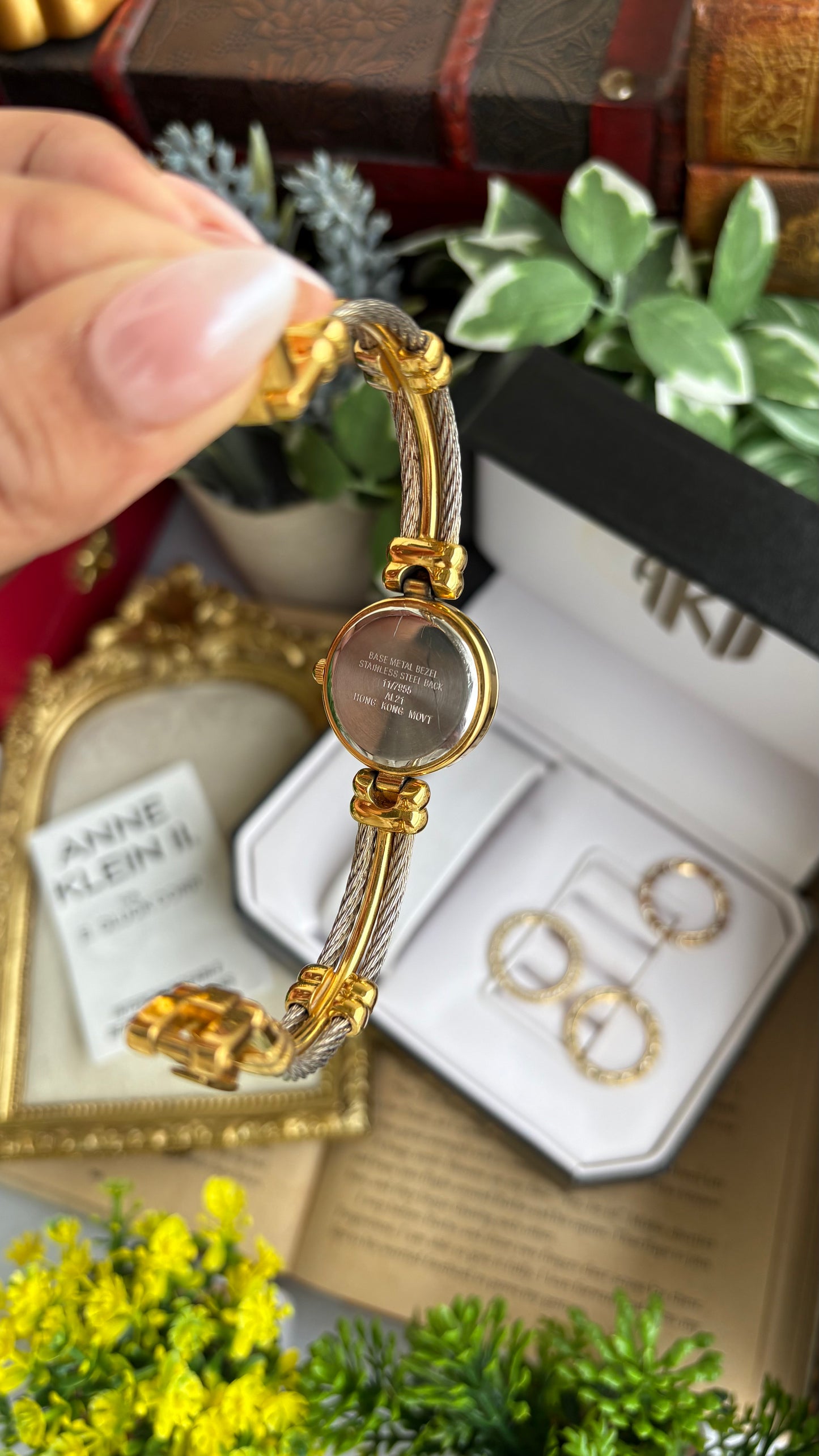 Extremely Rare Charriol-Inspired Vintage Anne Klein Interchangeable Bezel Set Bangle Watch in Two-Tone
