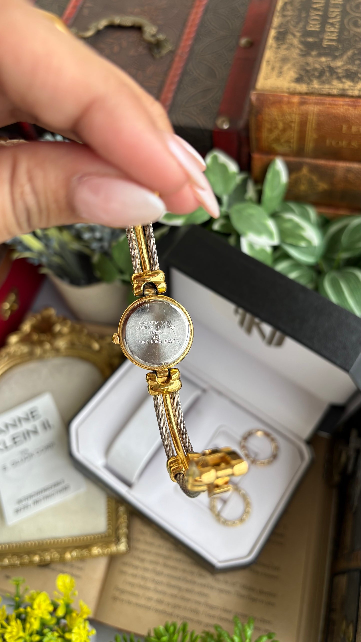 Extremely Rare Charriol-Inspired Vintage Anne Klein Interchangeable Bezel Set Bangle Watch in Two-Tone
