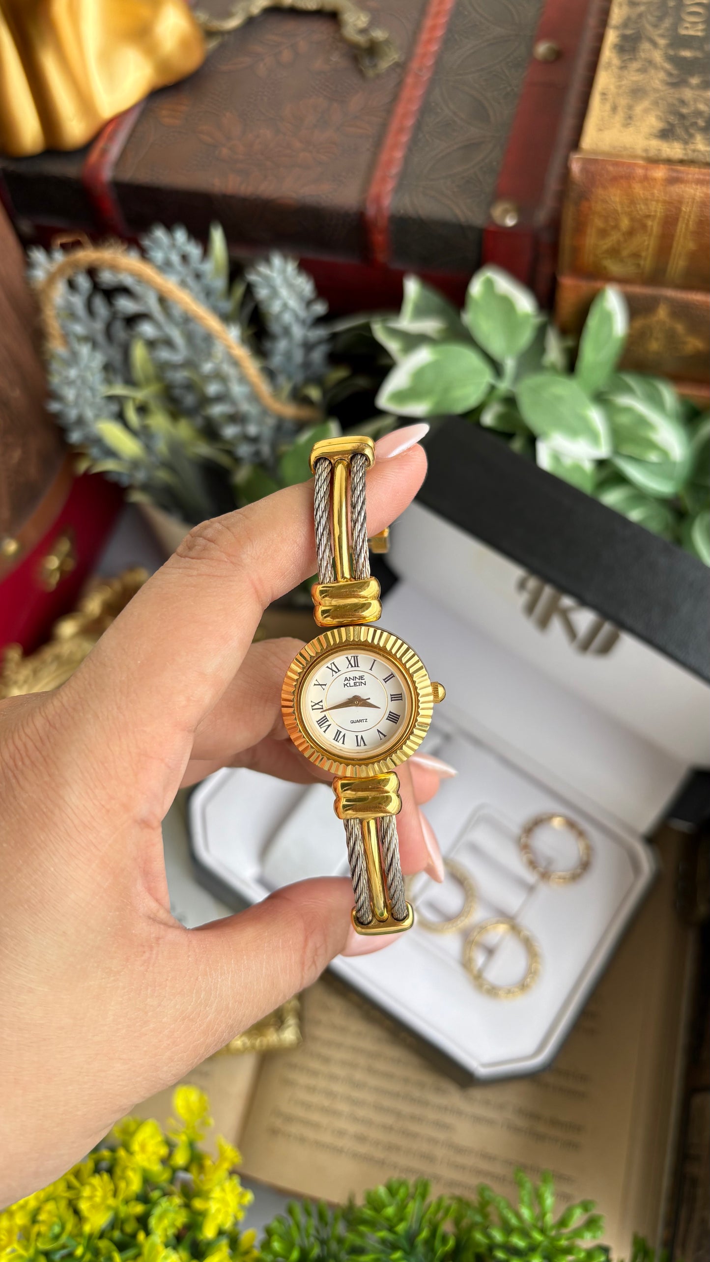 Extremely Rare Charriol-Inspired Vintage Anne Klein Interchangeable Bezel Set Bangle Watch in Two-Tone