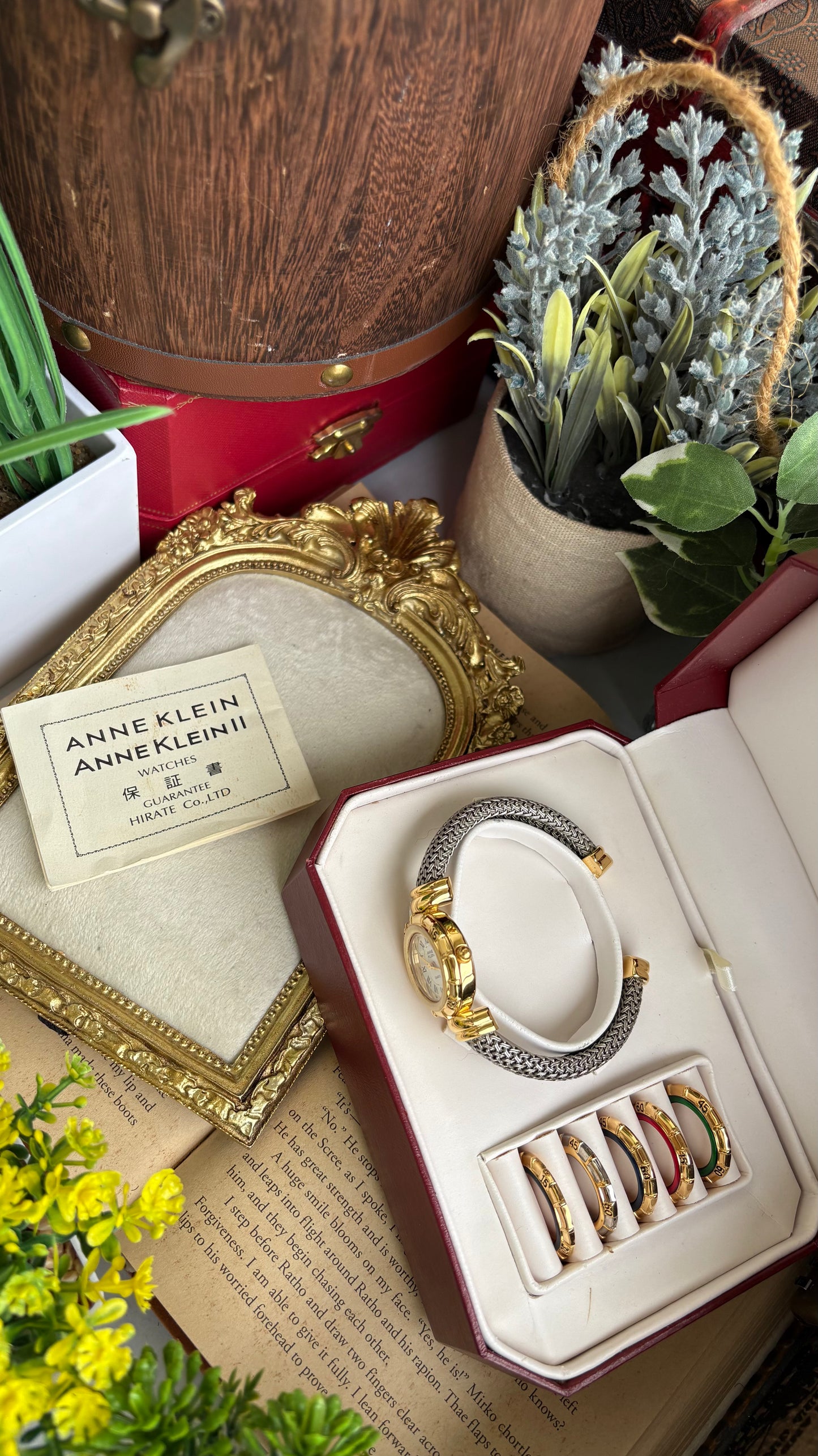 Extremely Rare Charriol-Inspired Vintage Anne Klein Interchangeable Bezel Set Bangle Watch in Two-Tone