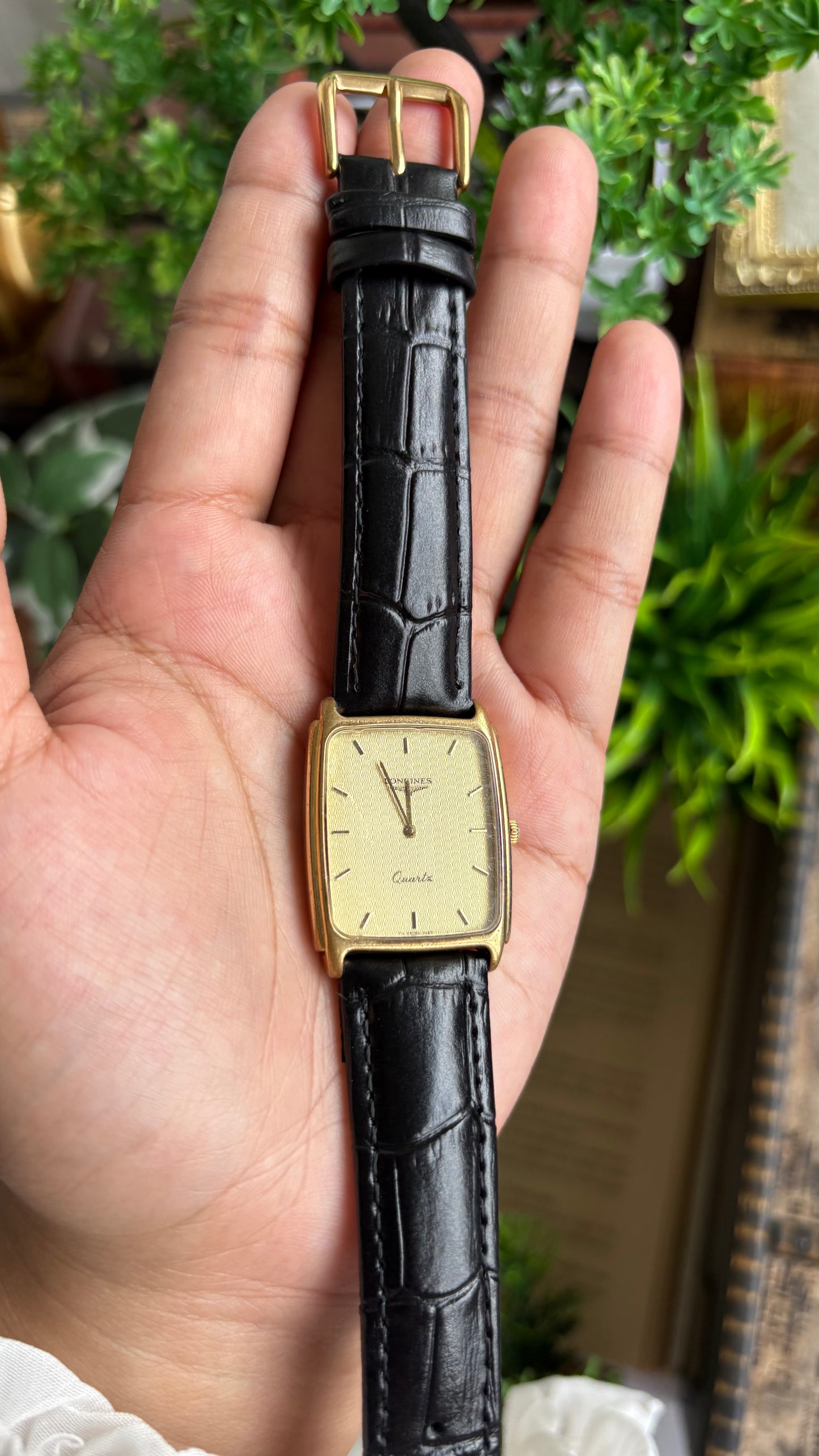 Vintage Longines Men’s Dress Watch in Black Leather Strap