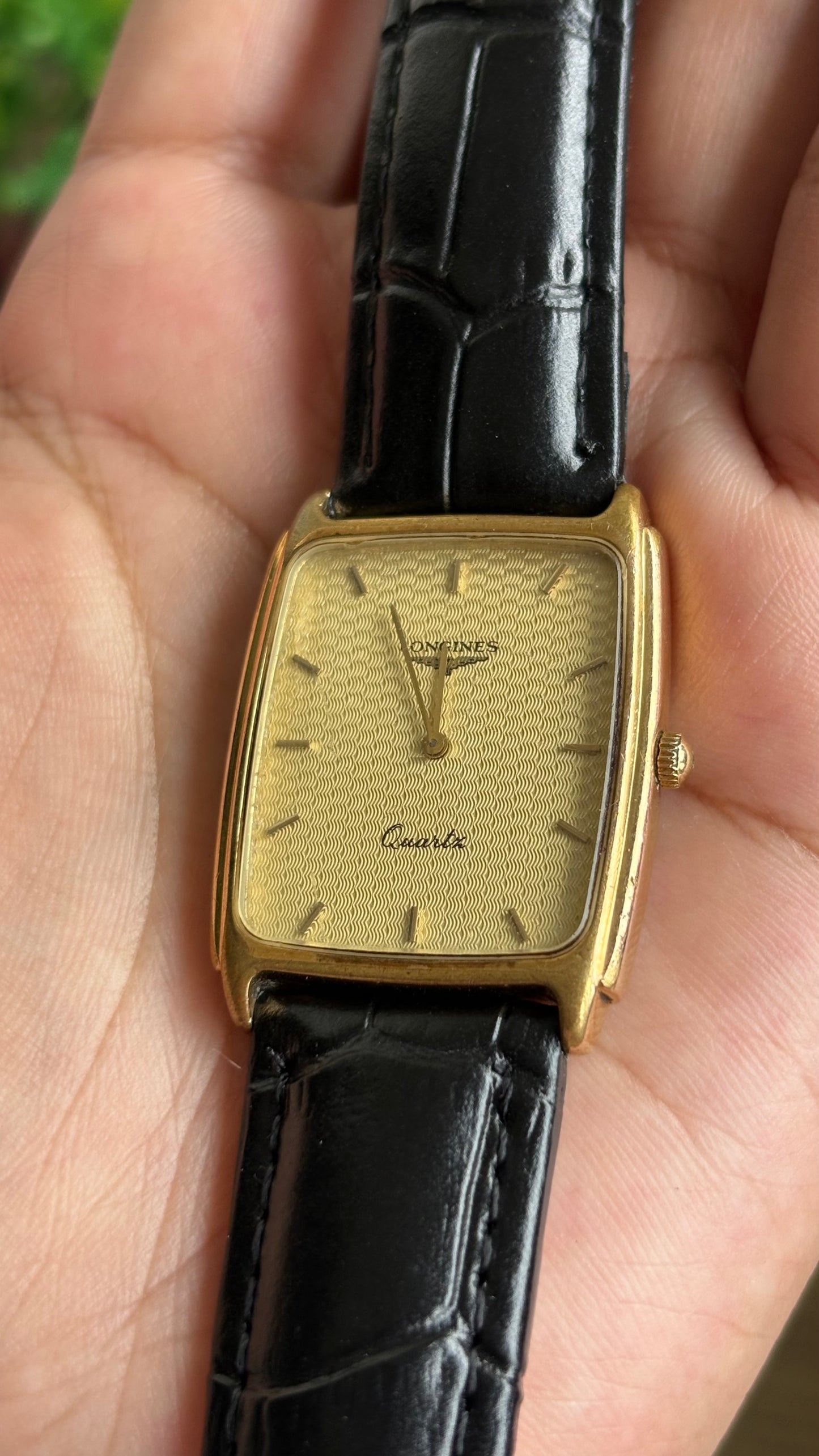 Vintage Longines Men’s Dress Watch in Black Leather Strap