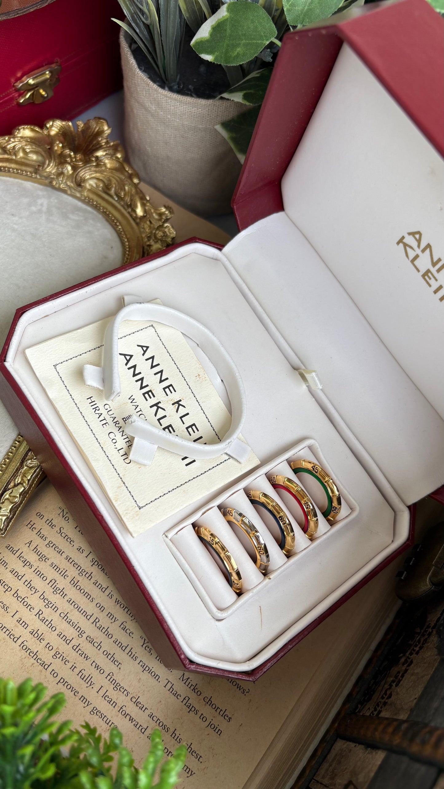Extremely Rare Charriol-Inspired Vintage Anne Klein Interchangeable Bezel Set Bangle Watch in Two-Tone