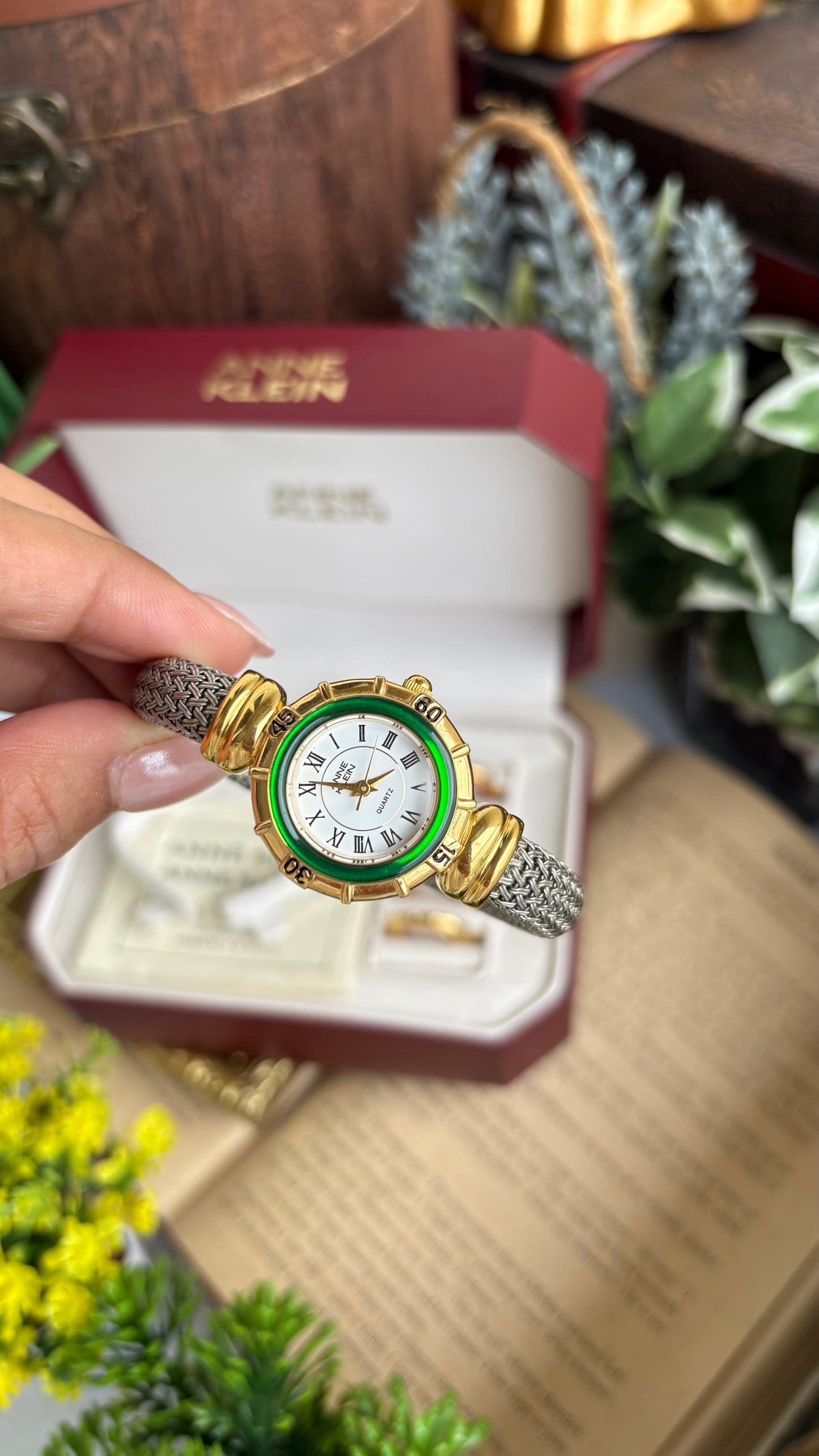 Extremely Rare Charriol-Inspired Vintage Anne Klein Interchangeable Bezel Set Bangle Watch in Two-Tone