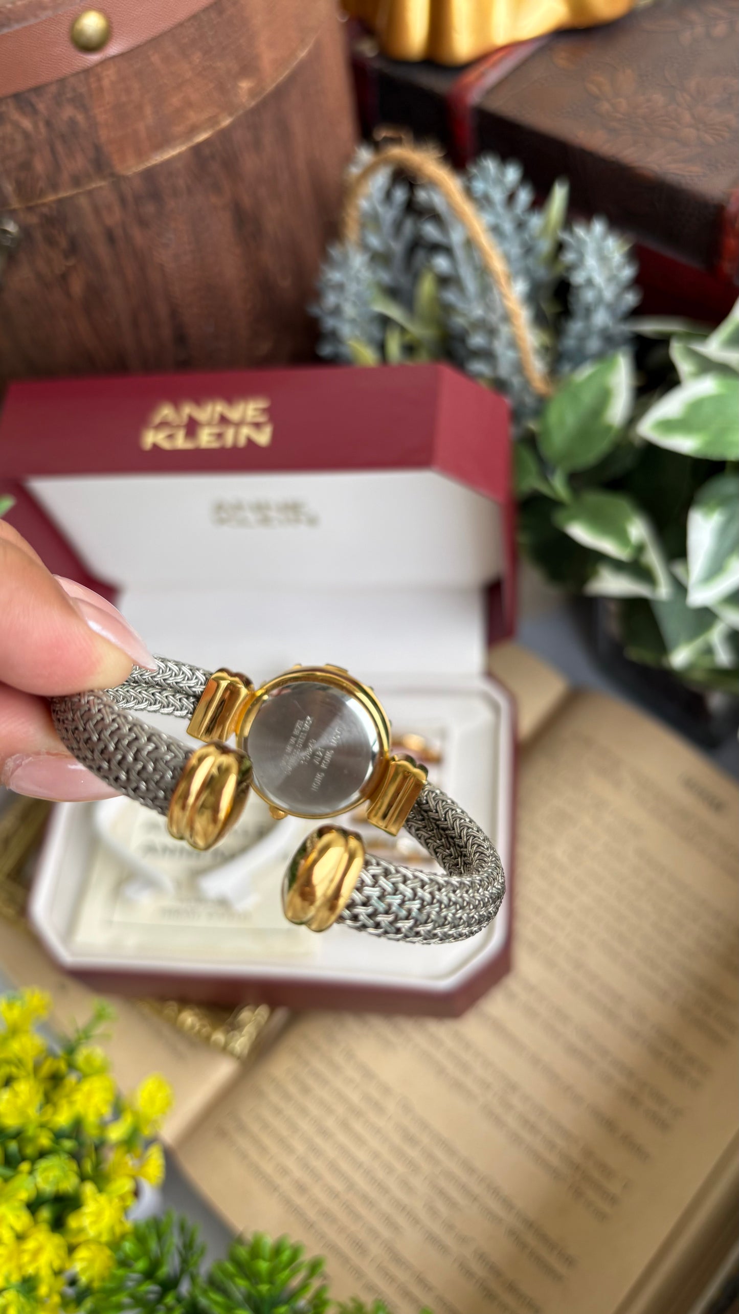 Extremely Rare Charriol-Inspired Vintage Anne Klein Interchangeable Bezel Set Bangle Watch in Two-Tone
