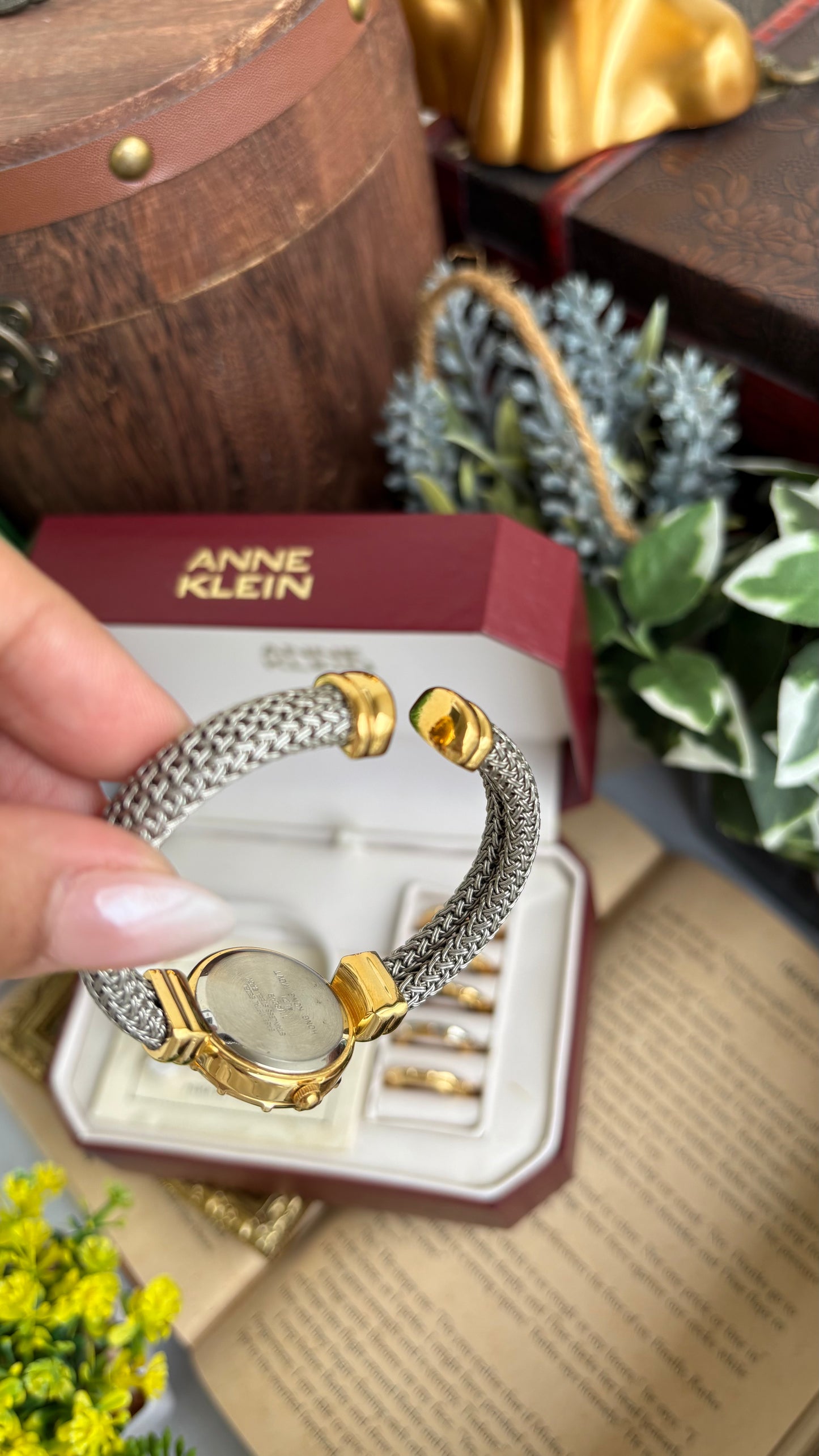 Extremely Rare Charriol-Inspired Vintage Anne Klein Interchangeable Bezel Set Bangle Watch in Two-Tone