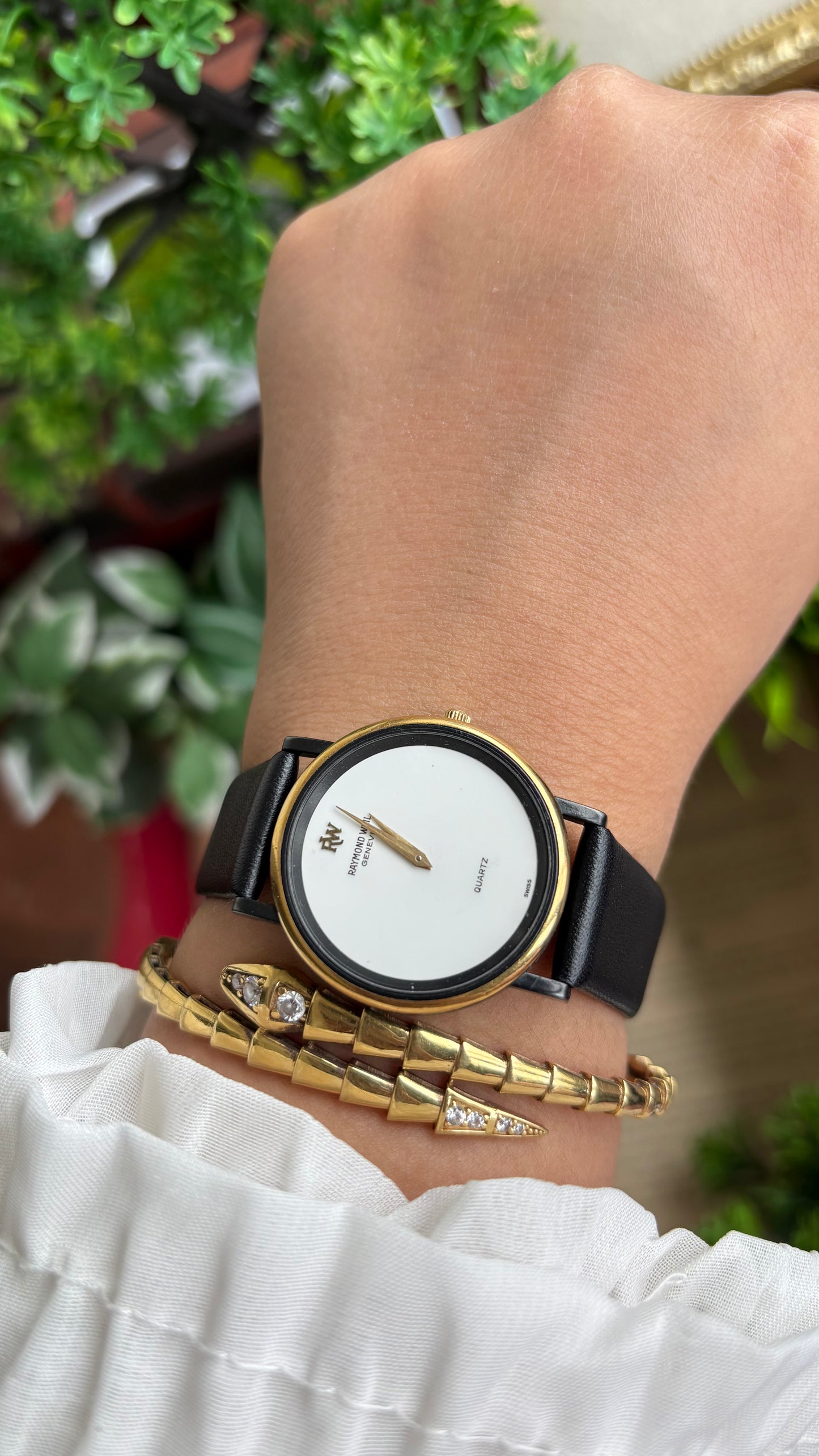 Vintage Raymond Weil Men’s Dress Watch in Black Leather Strap