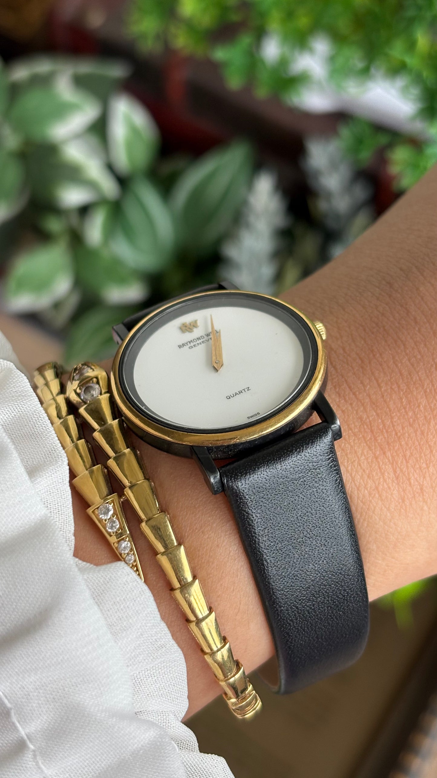 Vintage Raymond Weil Men’s Dress Watch in Black Leather Strap
