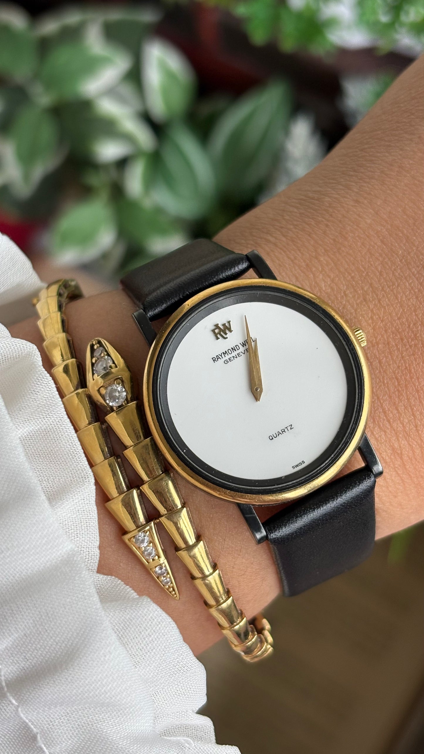Vintage Raymond Weil Men’s Dress Watch in Black Leather Strap