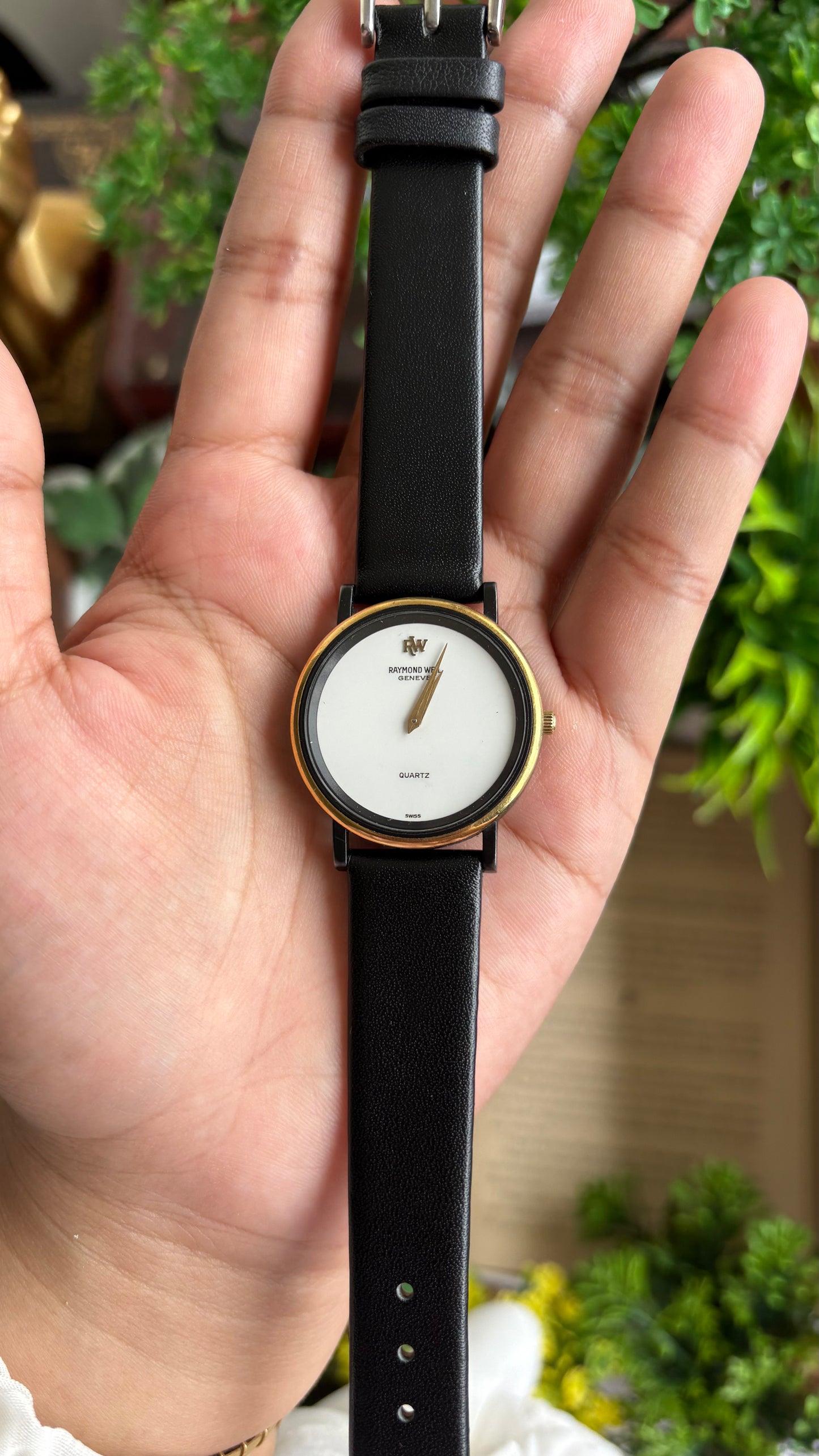 Vintage Raymond Weil Men’s Dress Watch in Black Leather Strap