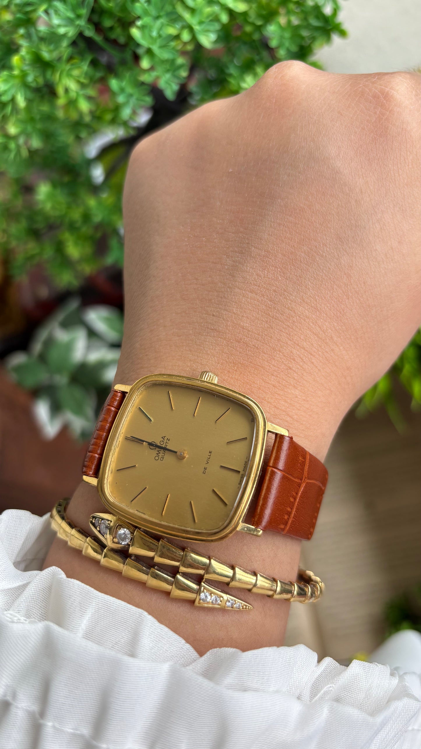 Vintage Omega De Ville Men’s Dress Watch in Brown Leather Strap with Omega Box