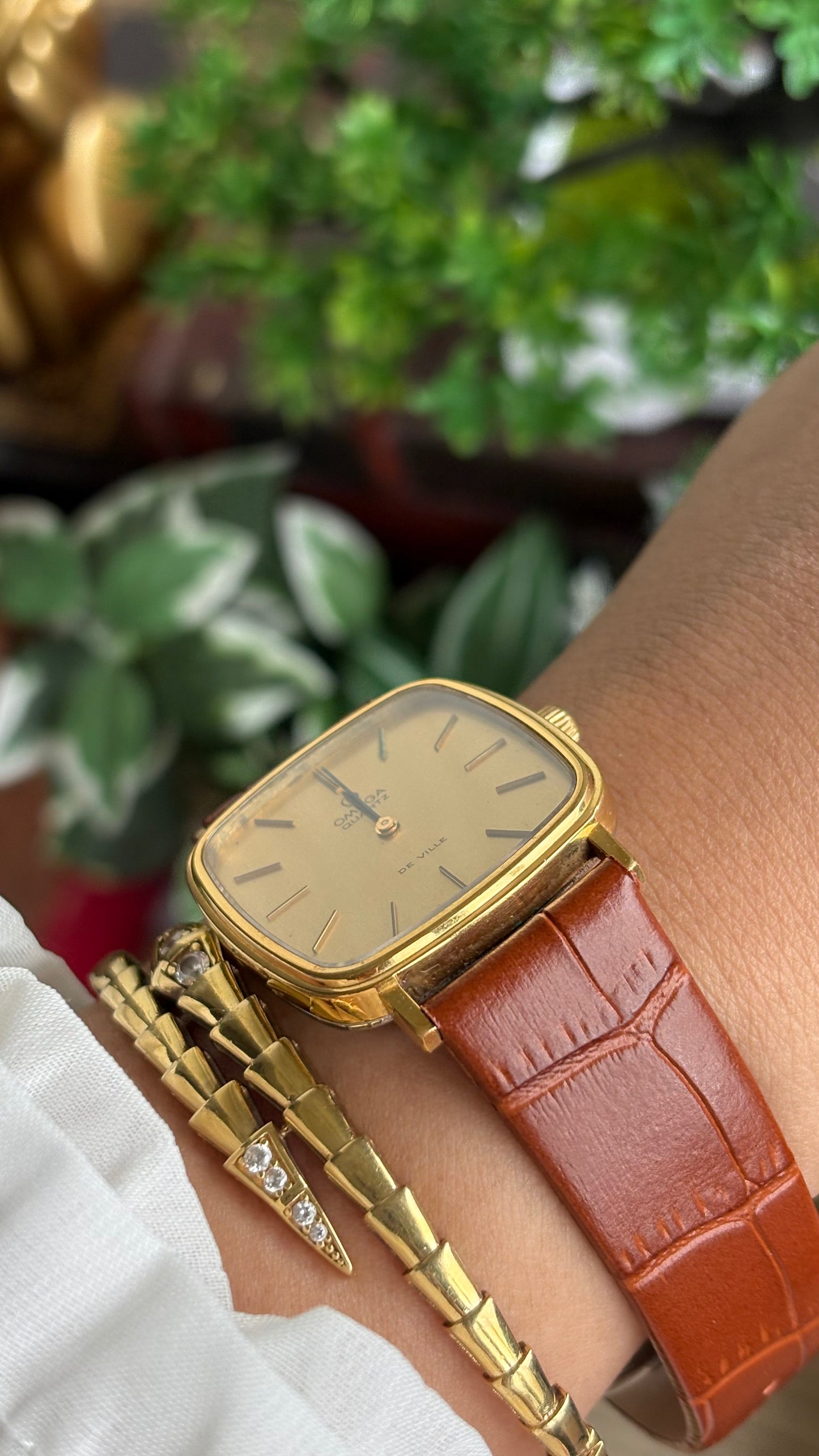 Vintage Omega De Ville Men’s Dress Watch in Brown Leather Strap with Omega Box