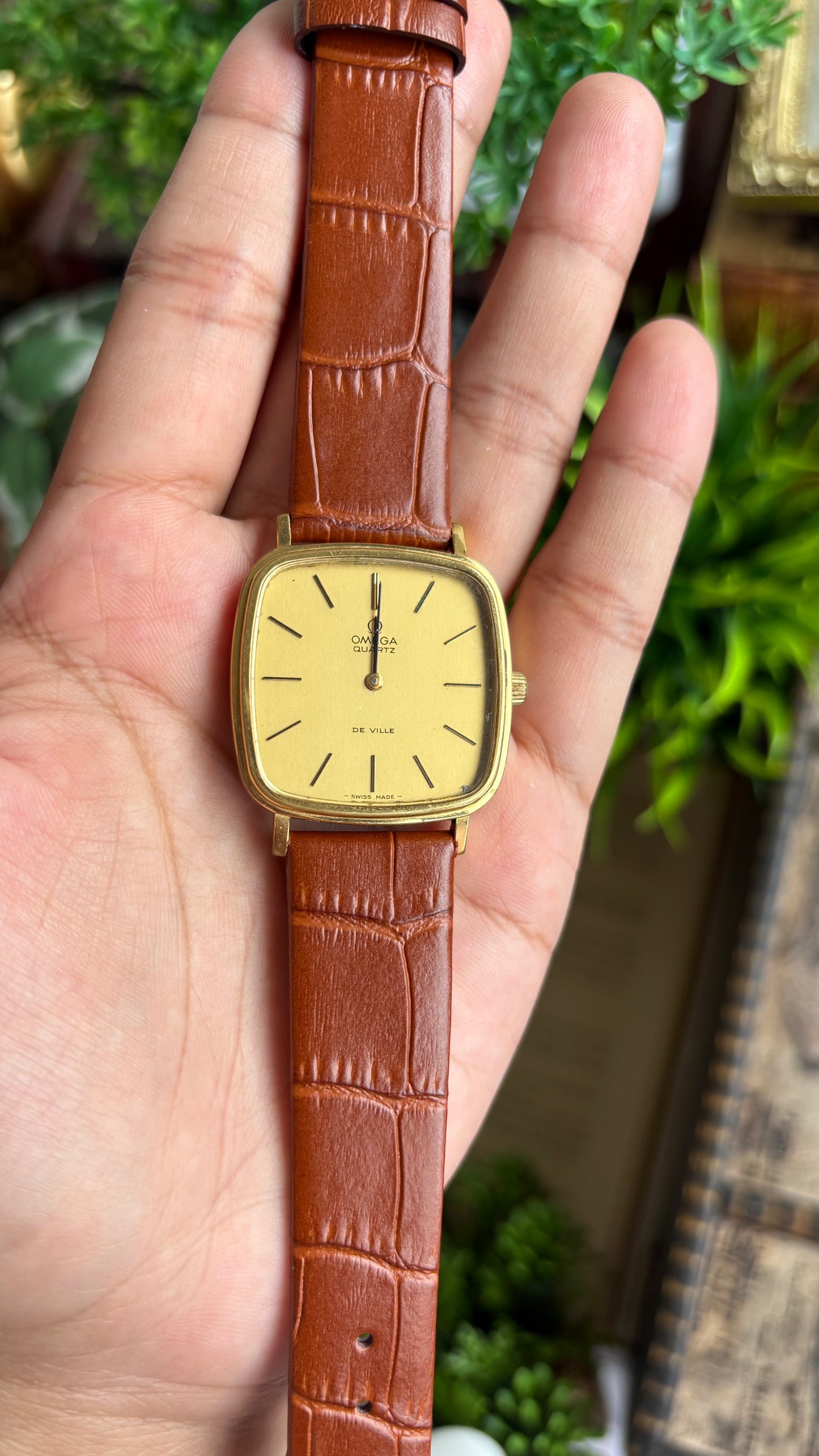 Vintage Omega De Ville Men’s Dress Watch in Brown Leather Strap with Omega Box