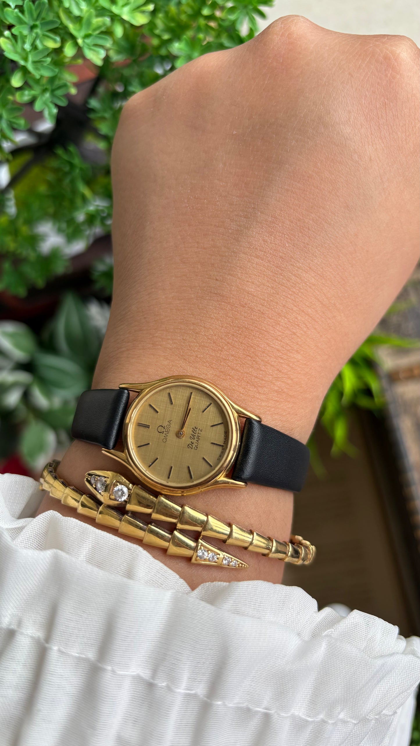 Vintage Omega De Ville Women’s Dress Watch in Black Leather Strap with Omega Box