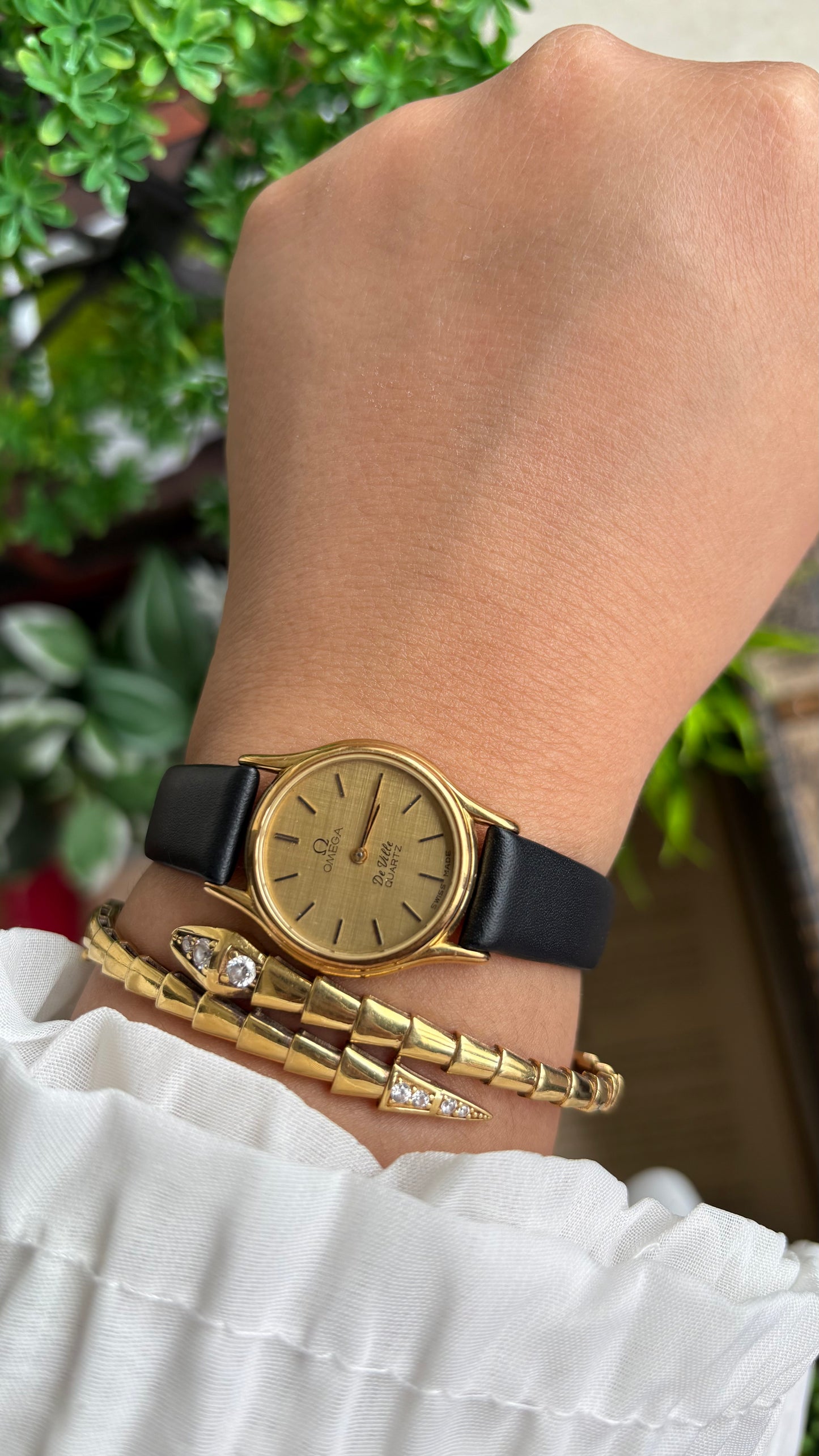 Vintage Omega De Ville Women’s Dress Watch in Black Leather Strap with Omega Box