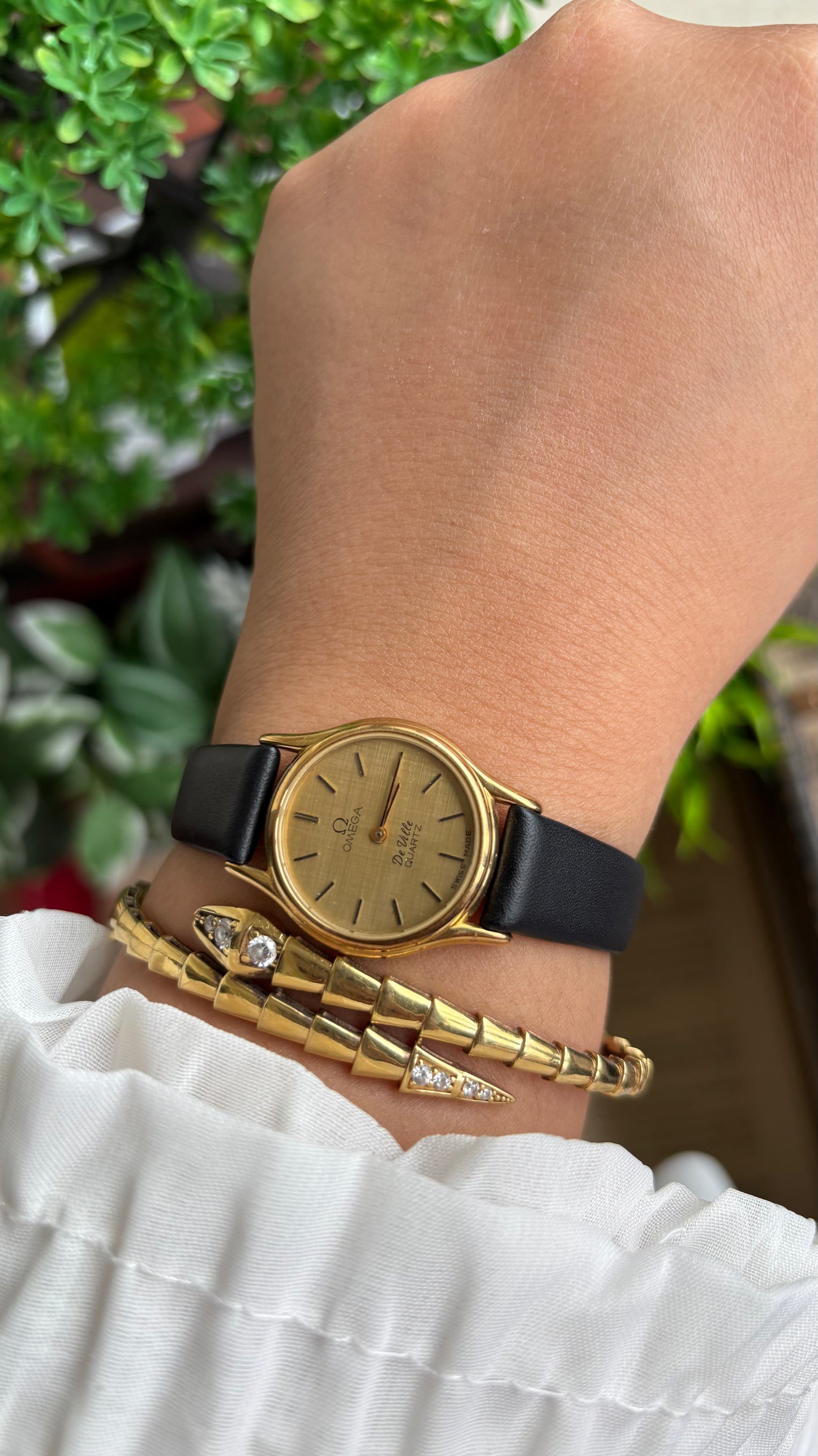 Vintage Omega De Ville Women’s Dress Watch in Black Leather Strap with Omega Box