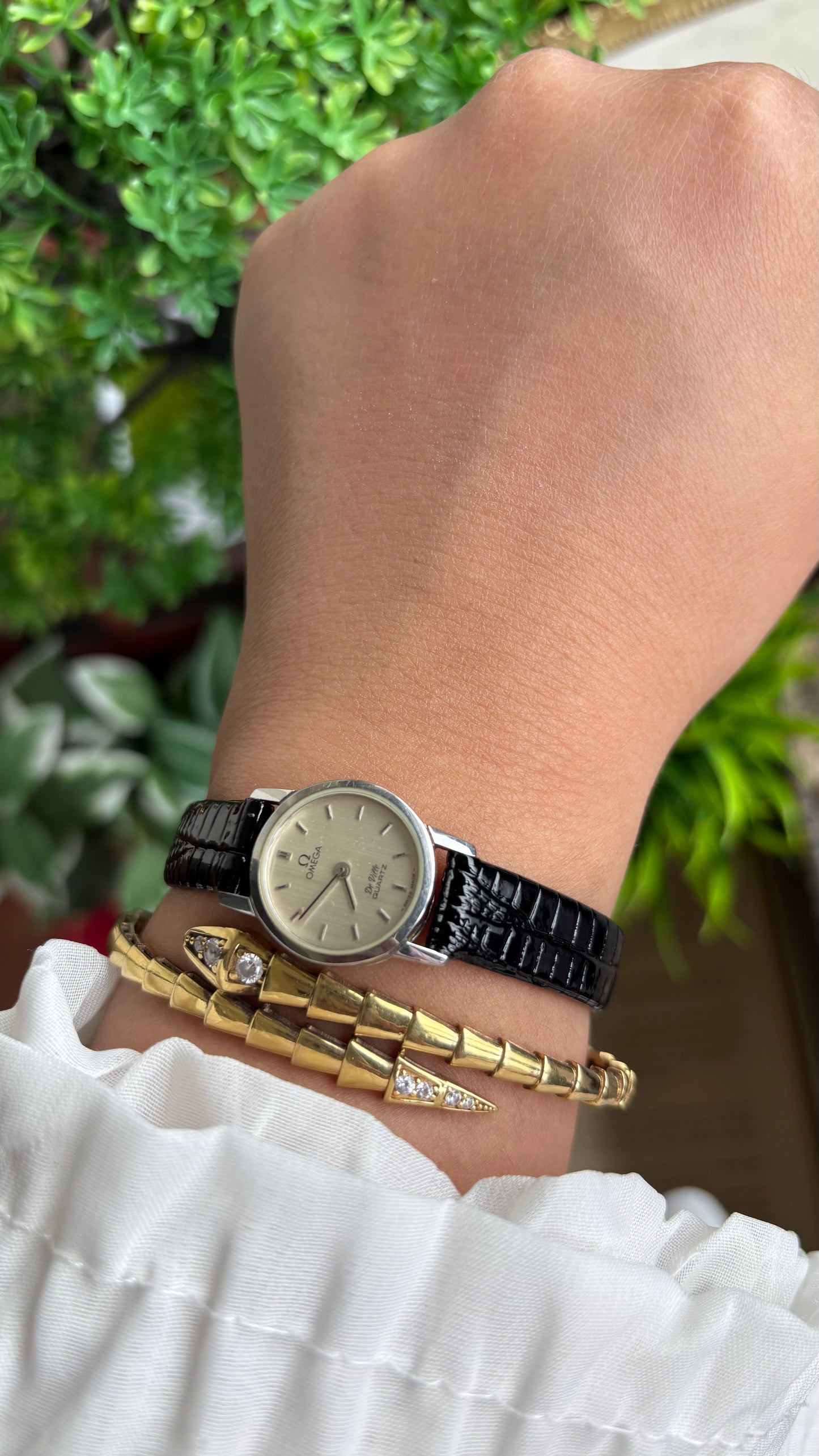 Vintage Omega De Ville Women’s Dress Watch in Black Leather Strap with Omega Box