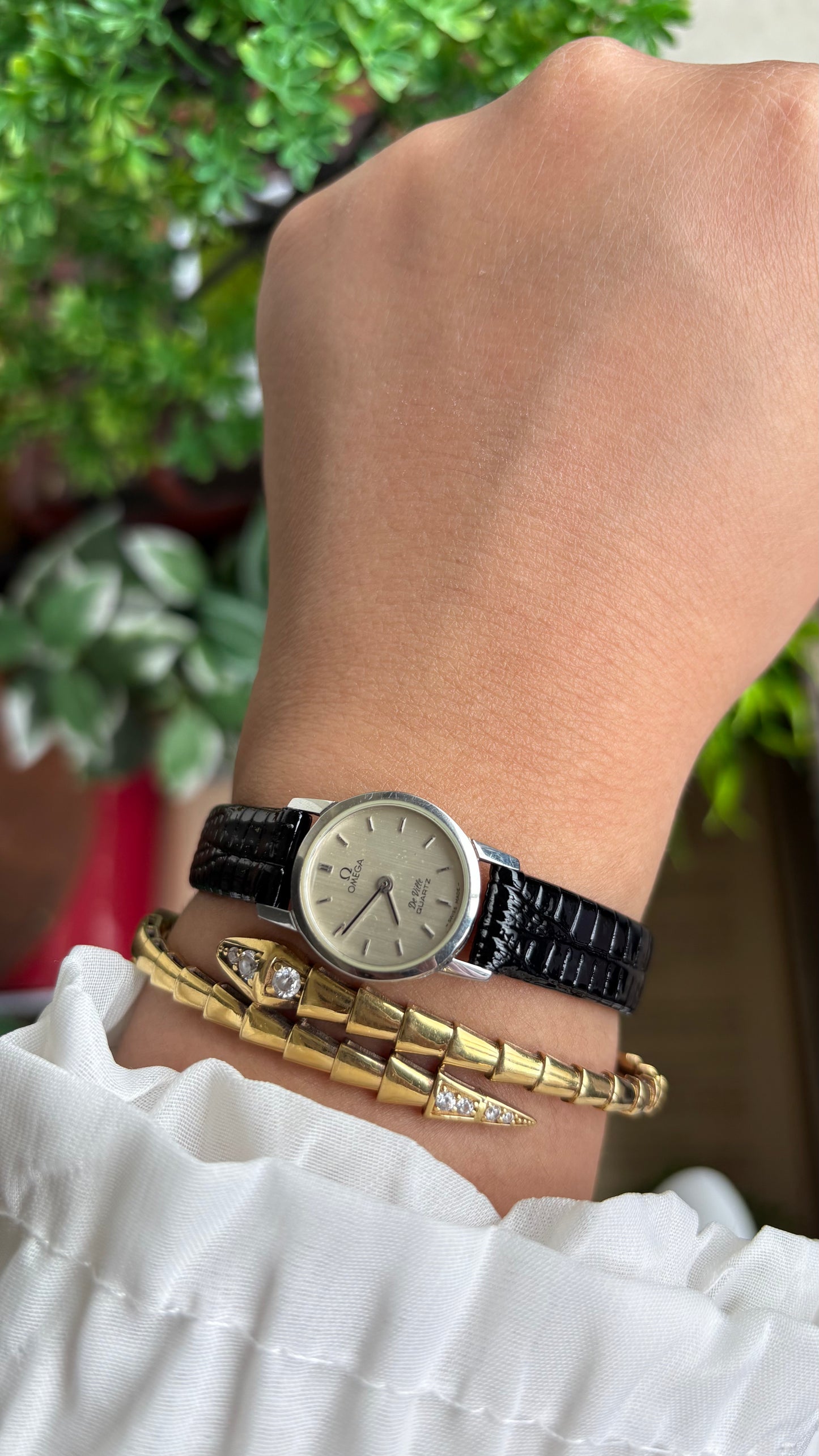 Vintage Omega De Ville Women’s Dress Watch in Black Leather Strap with Omega Box