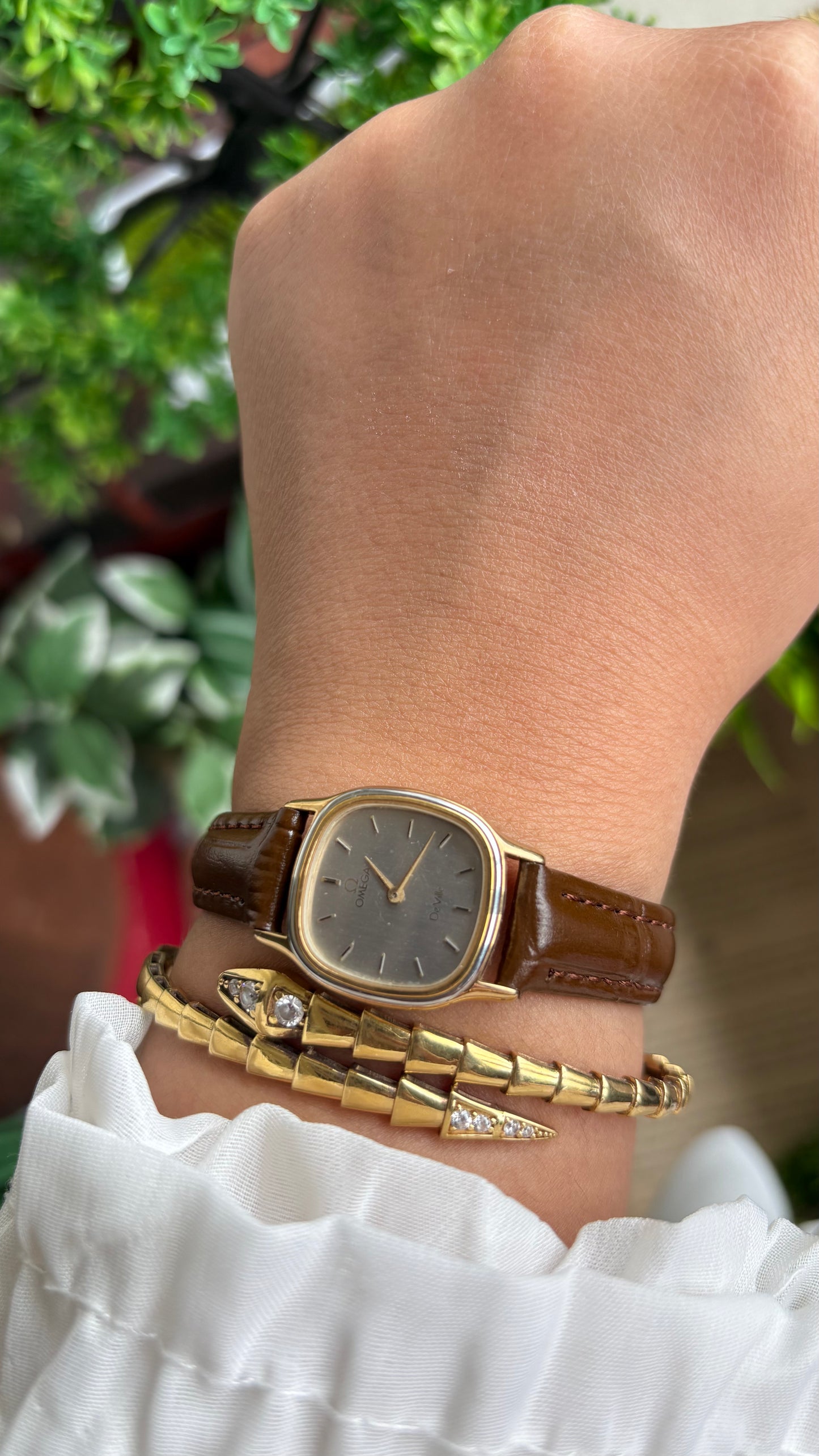 Vintage Omega De Ville Mini Tank Women’s Dress Watch in Black Leather Strap with Omega Box