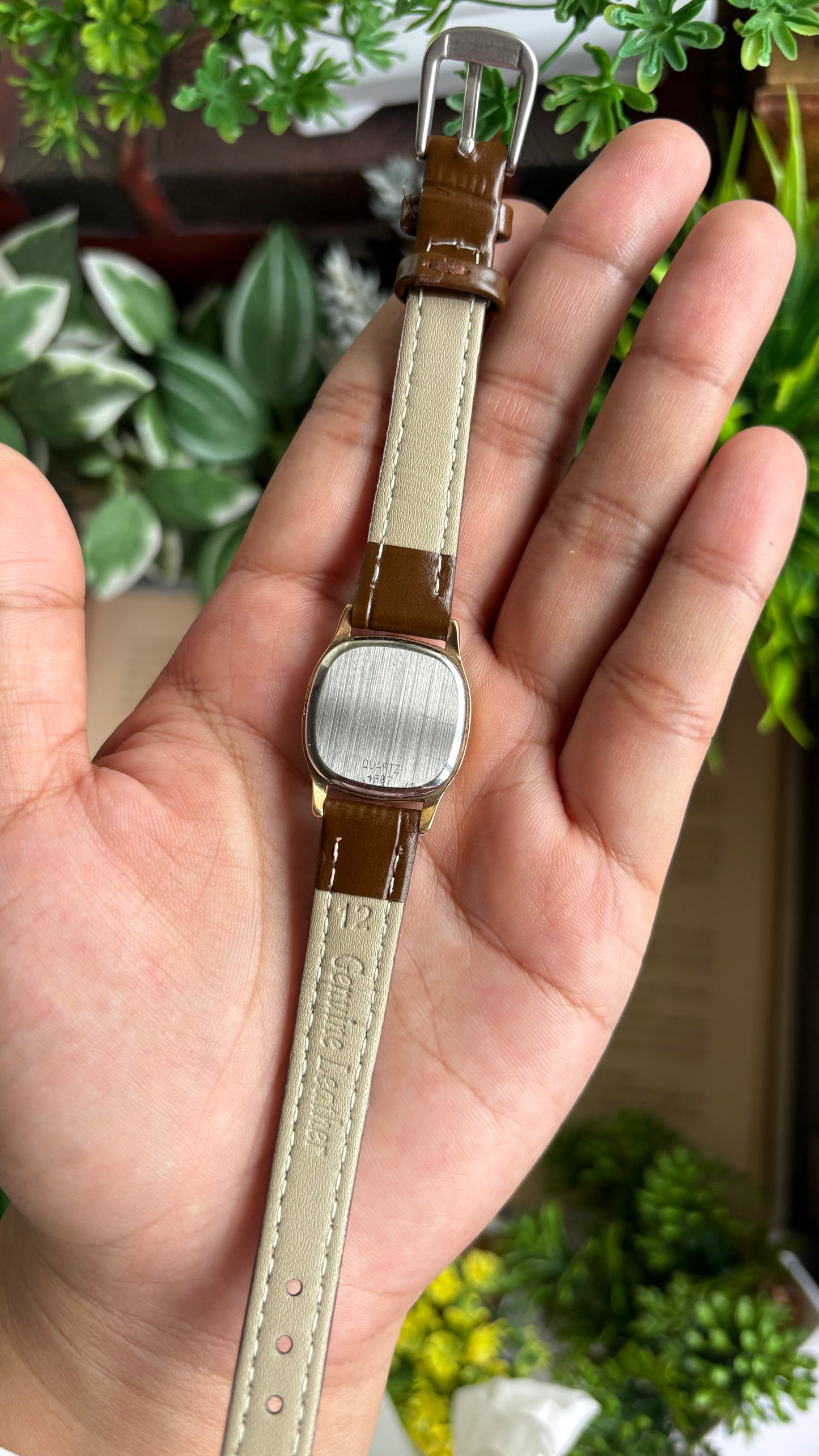 Vintage Omega De Ville Mini Tank Women’s Dress Watch in Black Leather Strap with Omega Box