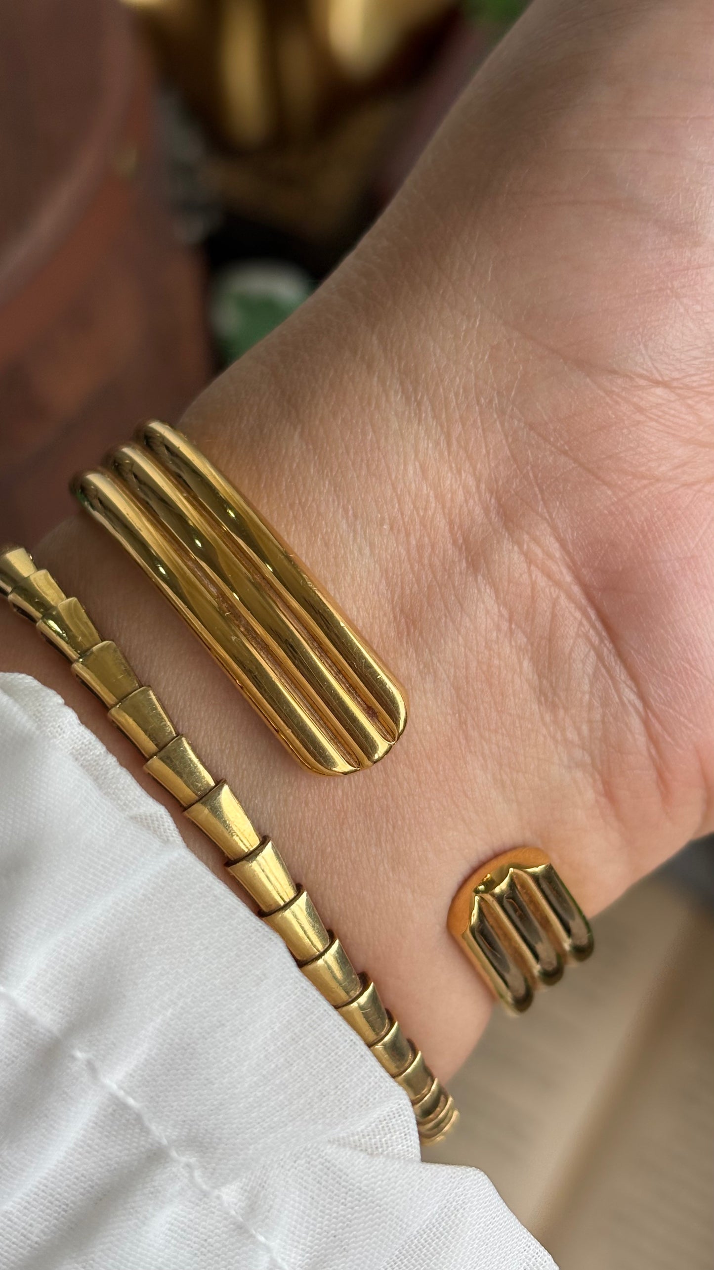 Vintage Lanvin Paris Bangle Watch in Gold Tone Roman Dial