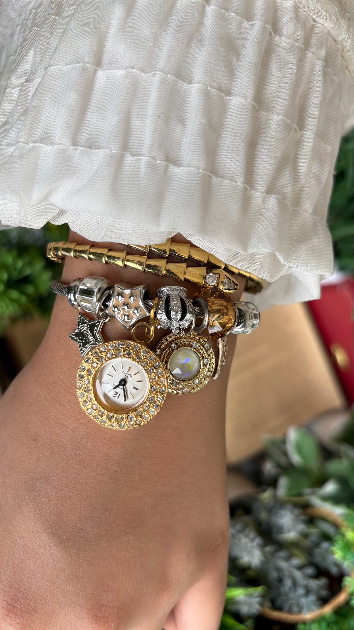 Extremely Rare Vintage Crawford Charm Watch in Two-Tone Pandora Style