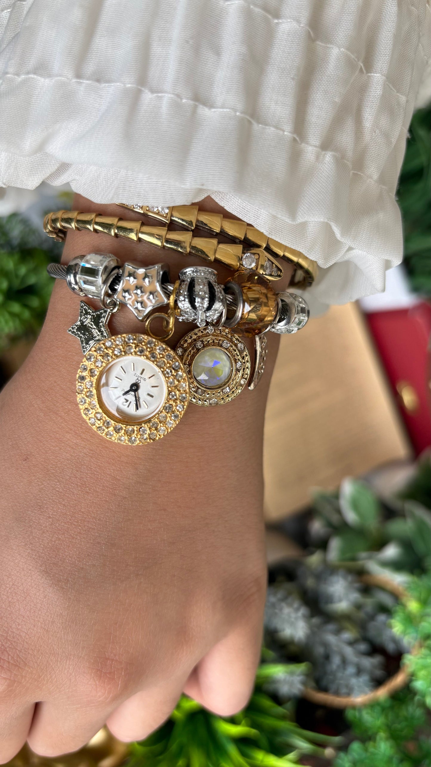 Extremely Rare Vintage Crawford Charm Watch in Two-Tone Pandora Style