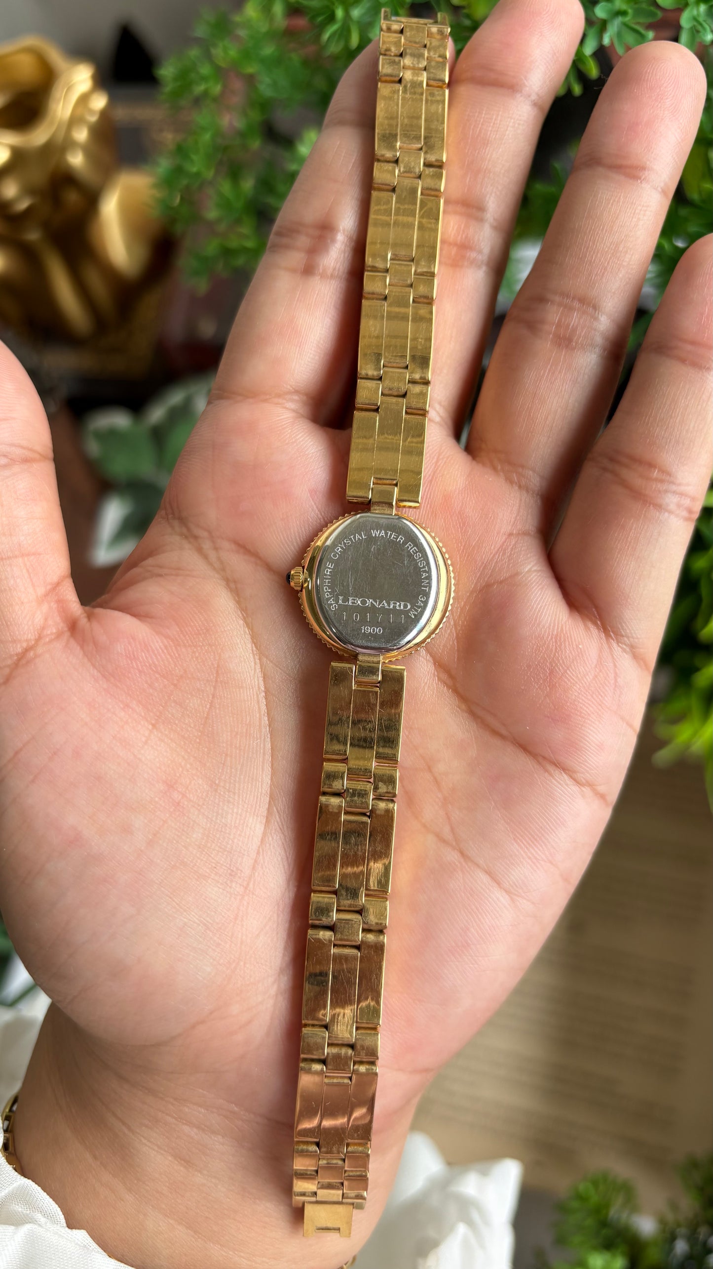 Vintage Leonard Swiss Designer’s Watch in Gold Tone Roman Dial