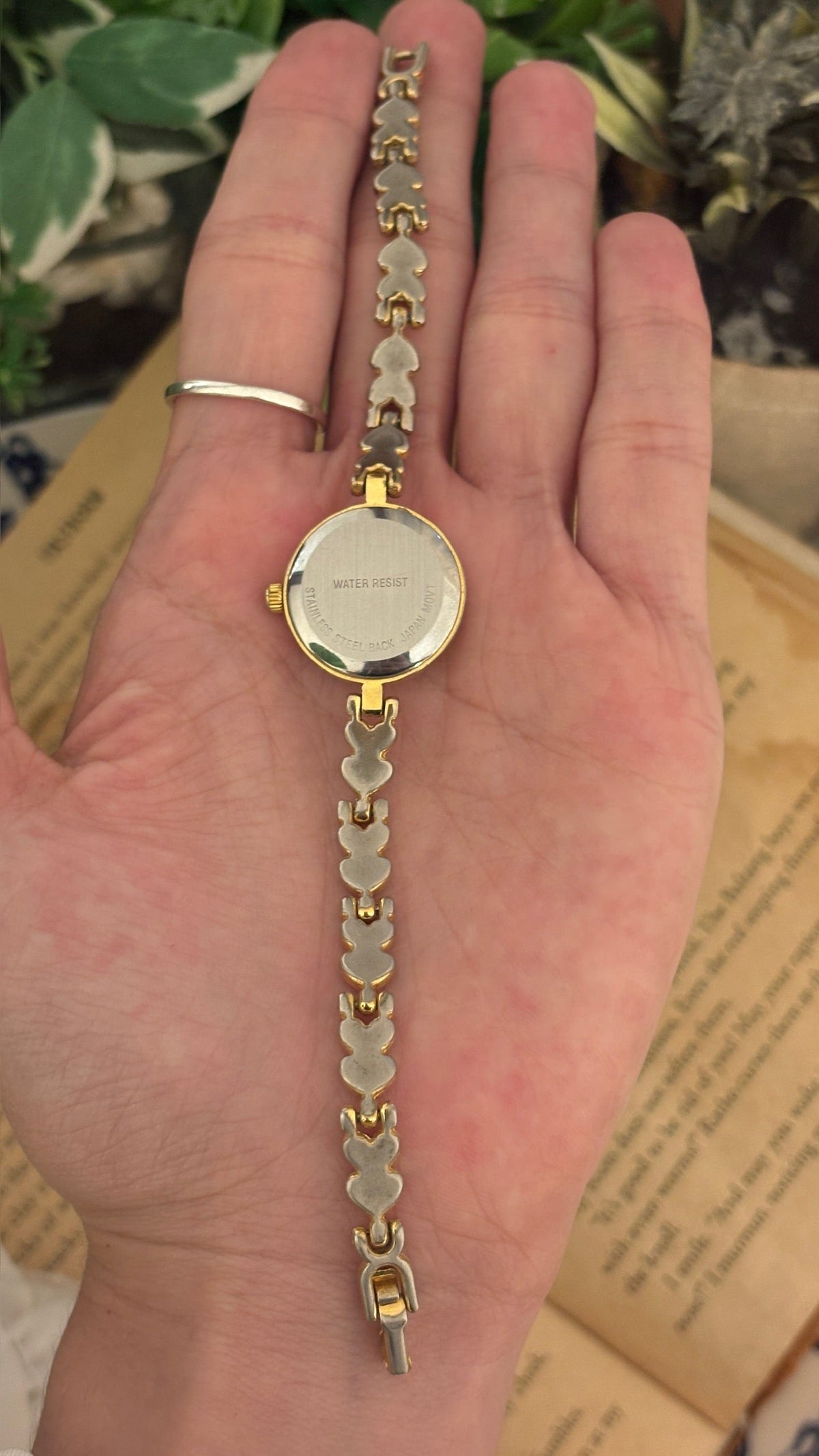 Rare Vintage Pi Camian Heart Link Watch in Gold Tone Quartz