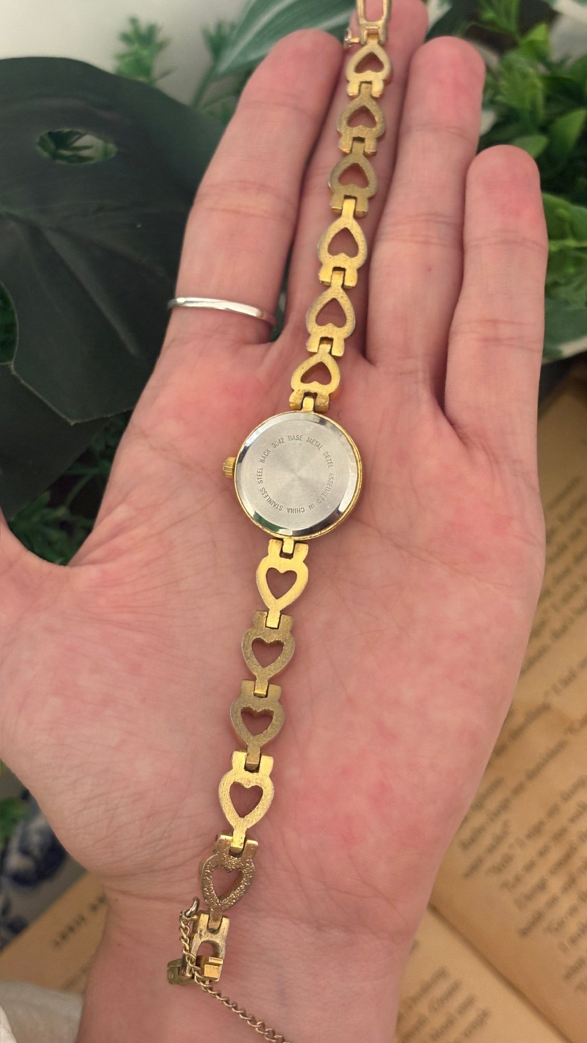 Vintage Manhattan Club Heart Link Watch in Two-Tone Quartz