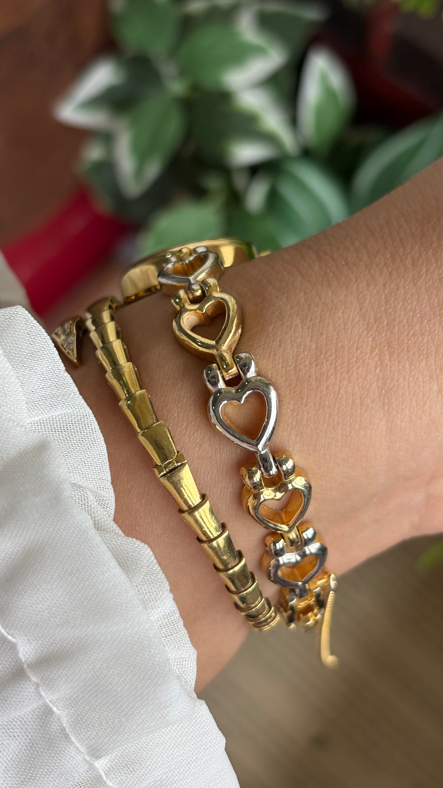 Vintage Manhattan Club Watch in Two-Tone Heart Chain Straps