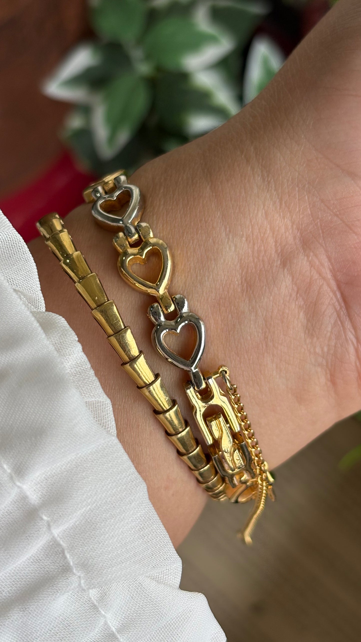 Vintage Manhattan Club Watch in Two-Tone Heart Chain Straps