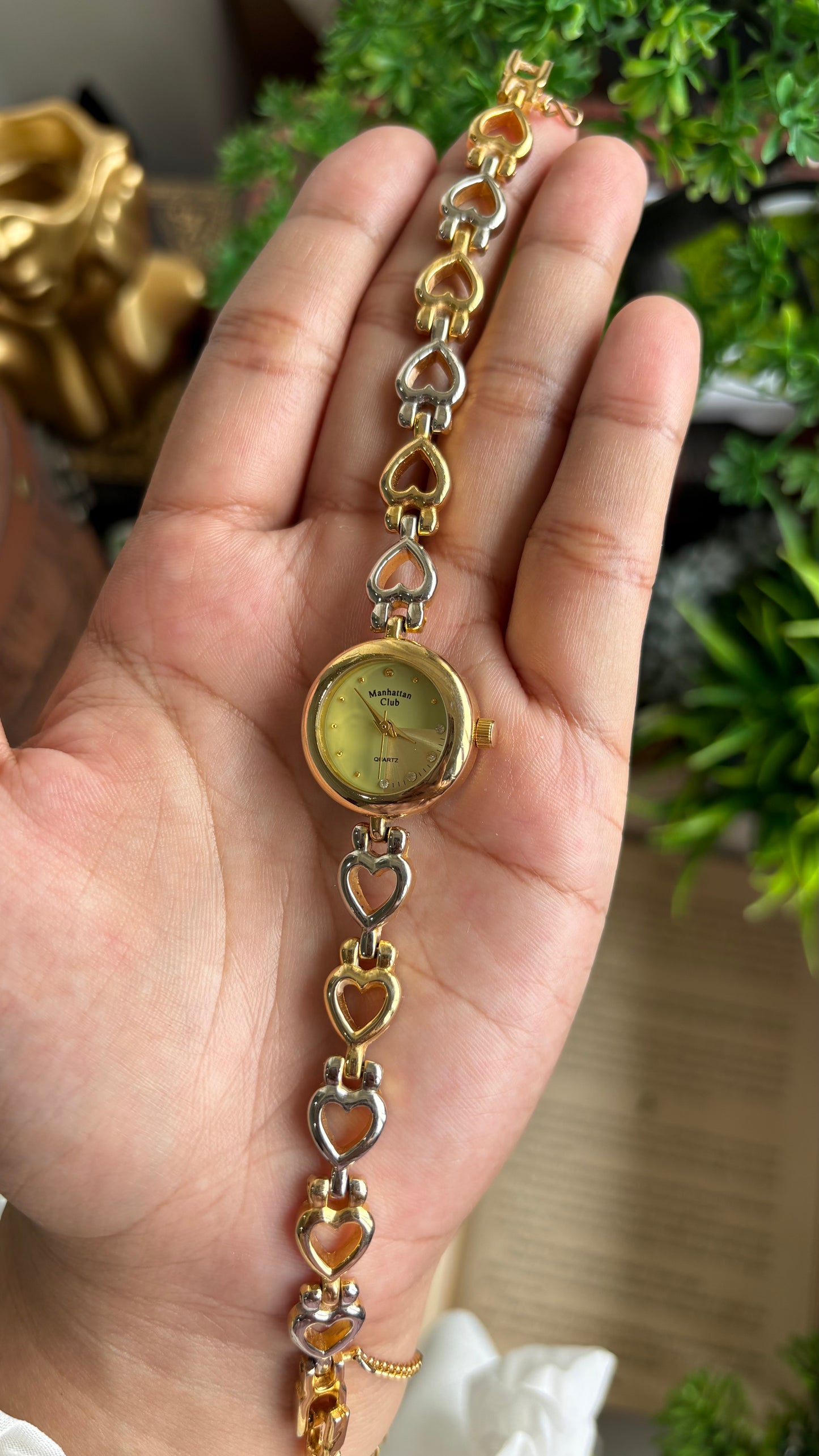 Vintage Manhattan Club Watch in Two-Tone Heart Chain Straps