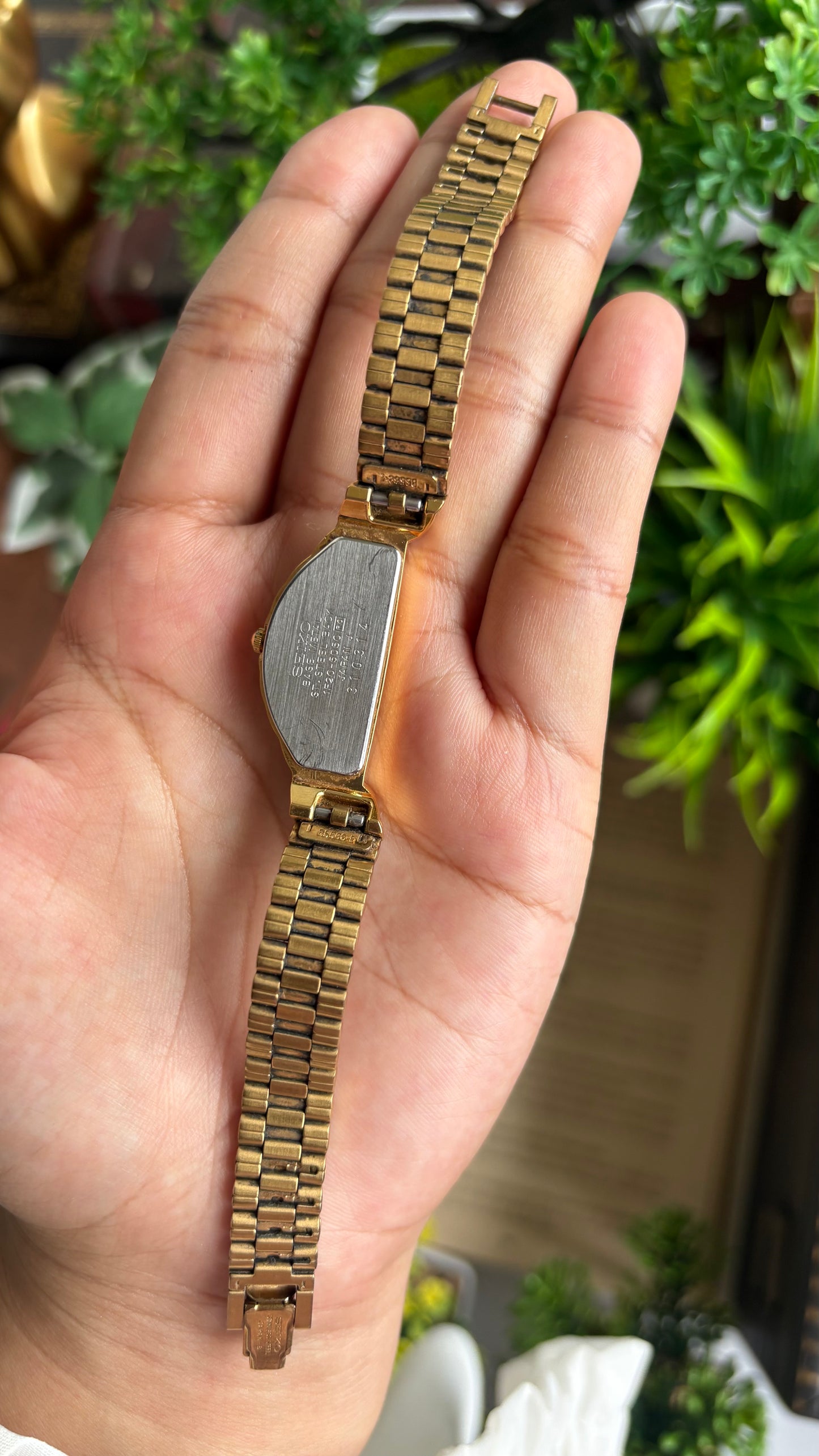 Extremely Rare Vintage Seiko Half Moon Watch in Gold Tone