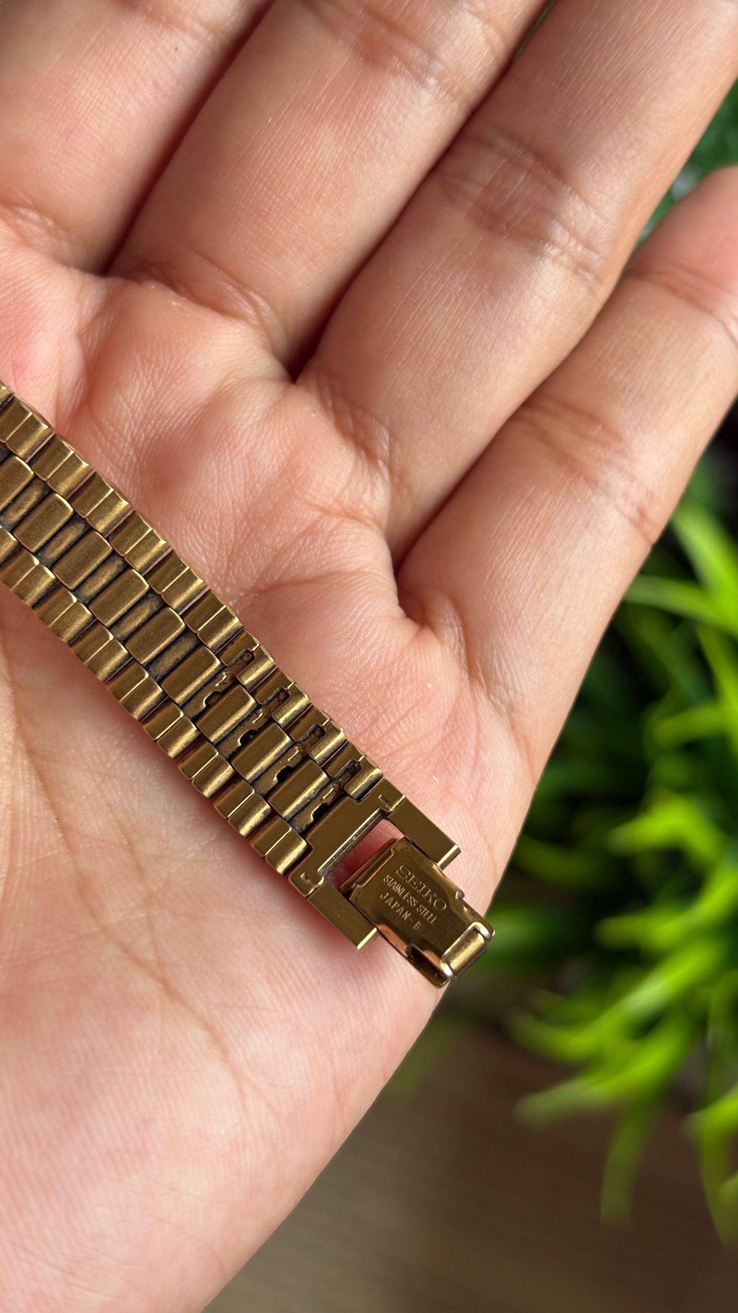Extremely Rare Vintage Seiko Half Moon Watch in Gold Tone