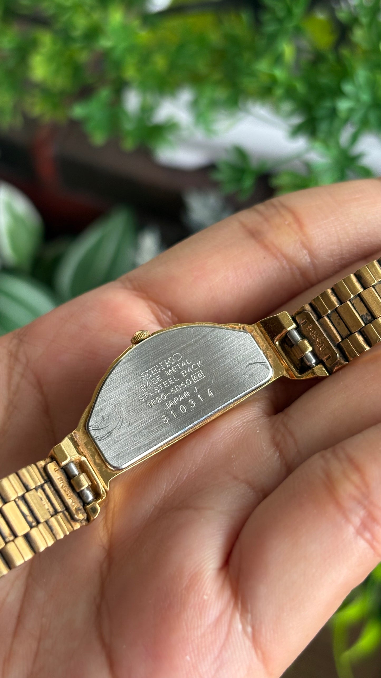 Extremely Rare Vintage Seiko Half Moon Watch in Gold Tone