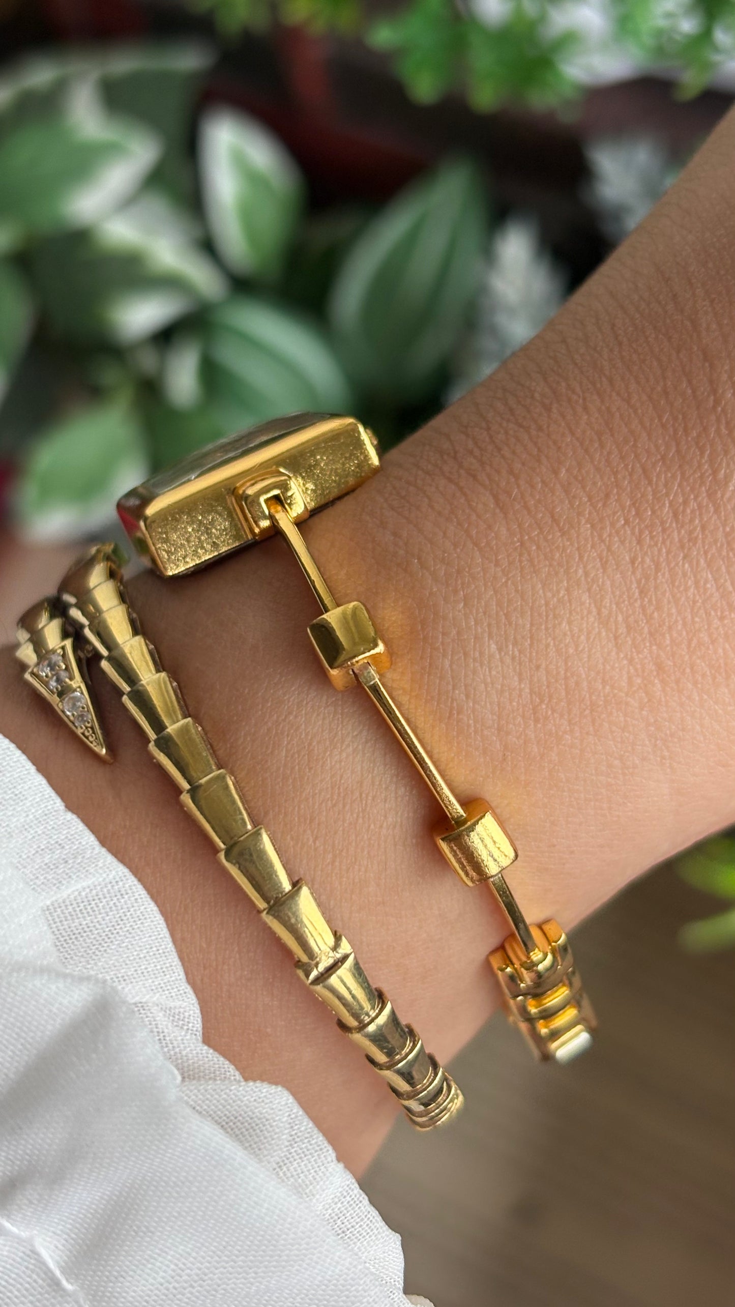 Extremely Rare Vintage Anne Klein Watch in Gold Tone Unique Bracelet Design