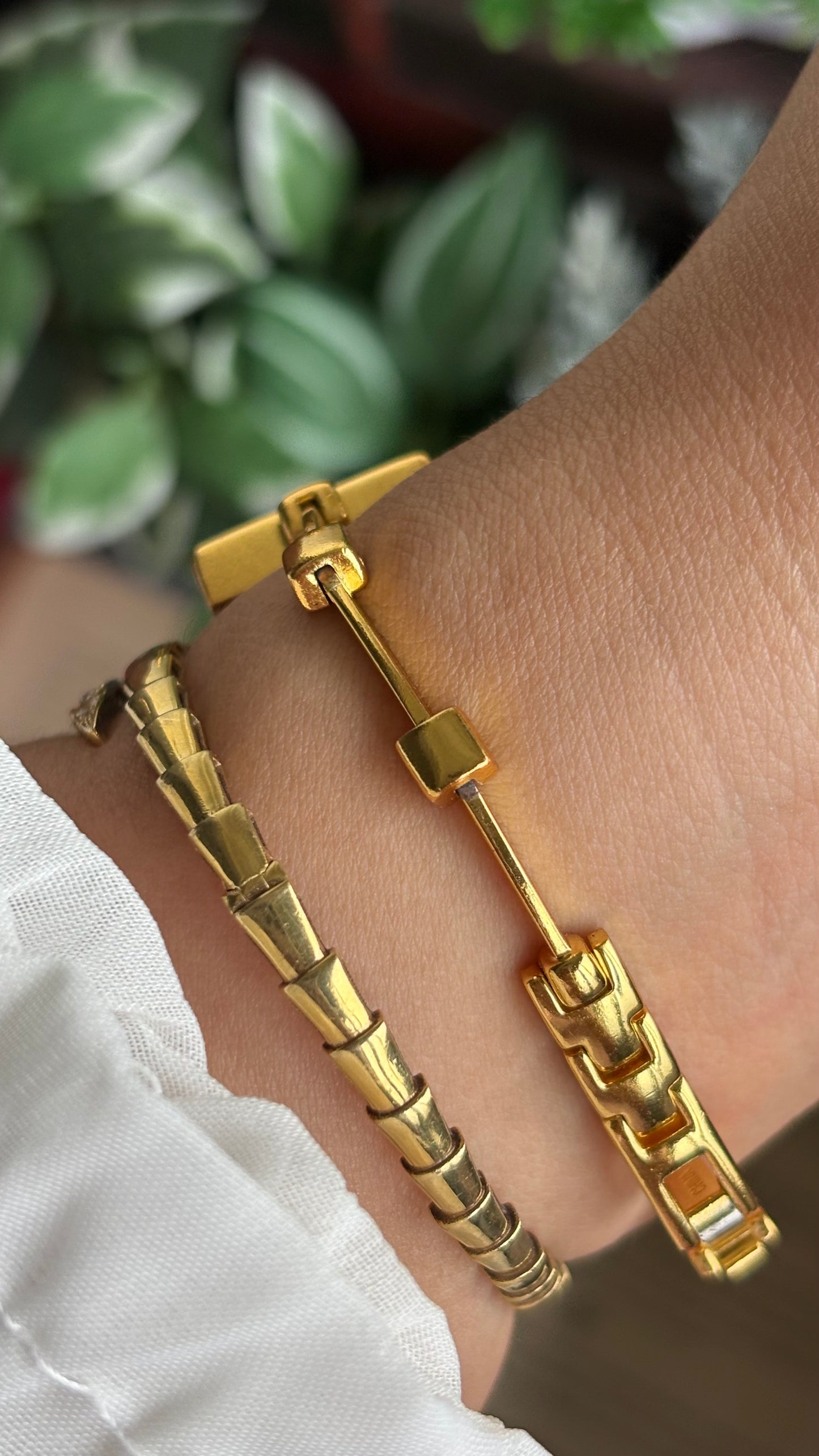 Extremely Rare Vintage Anne Klein Watch in Gold Tone Unique Bracelet Design