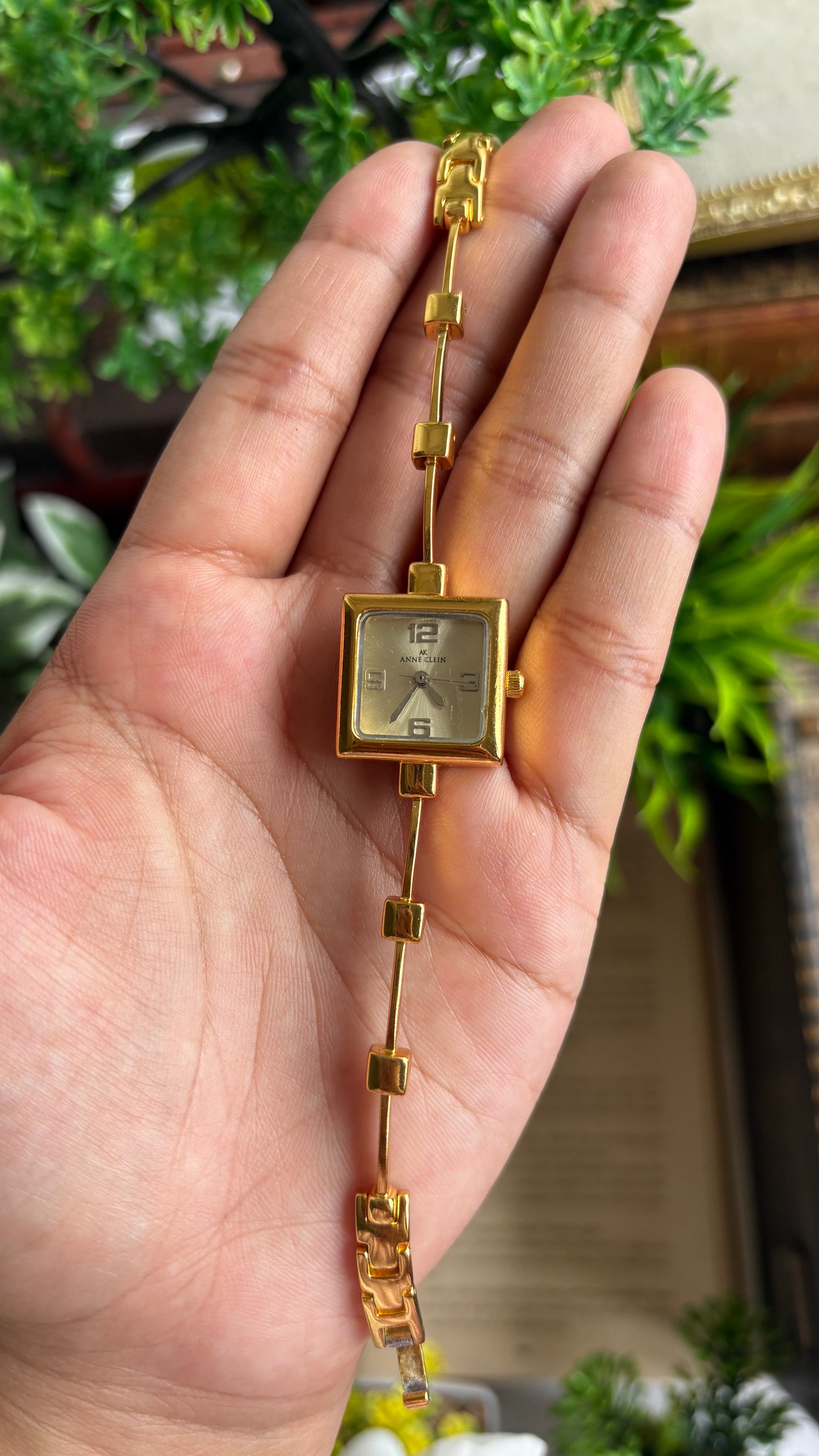 Extremely Rare Vintage Anne Klein Watch in Gold Tone Unique Bracelet Design