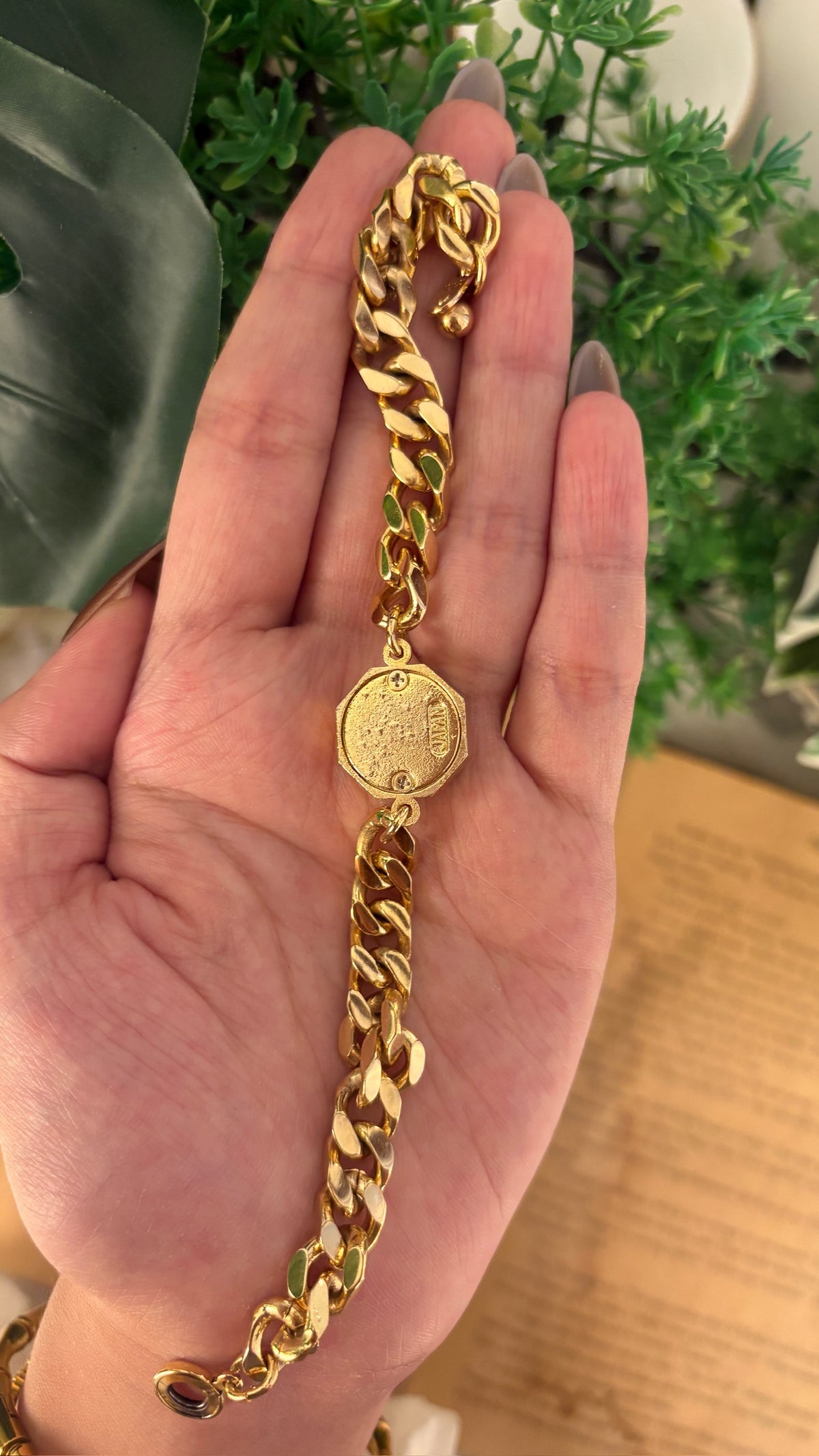 Rare Dainty Vintage Attacker Digital Chain Watch in Gold Tone Quartz