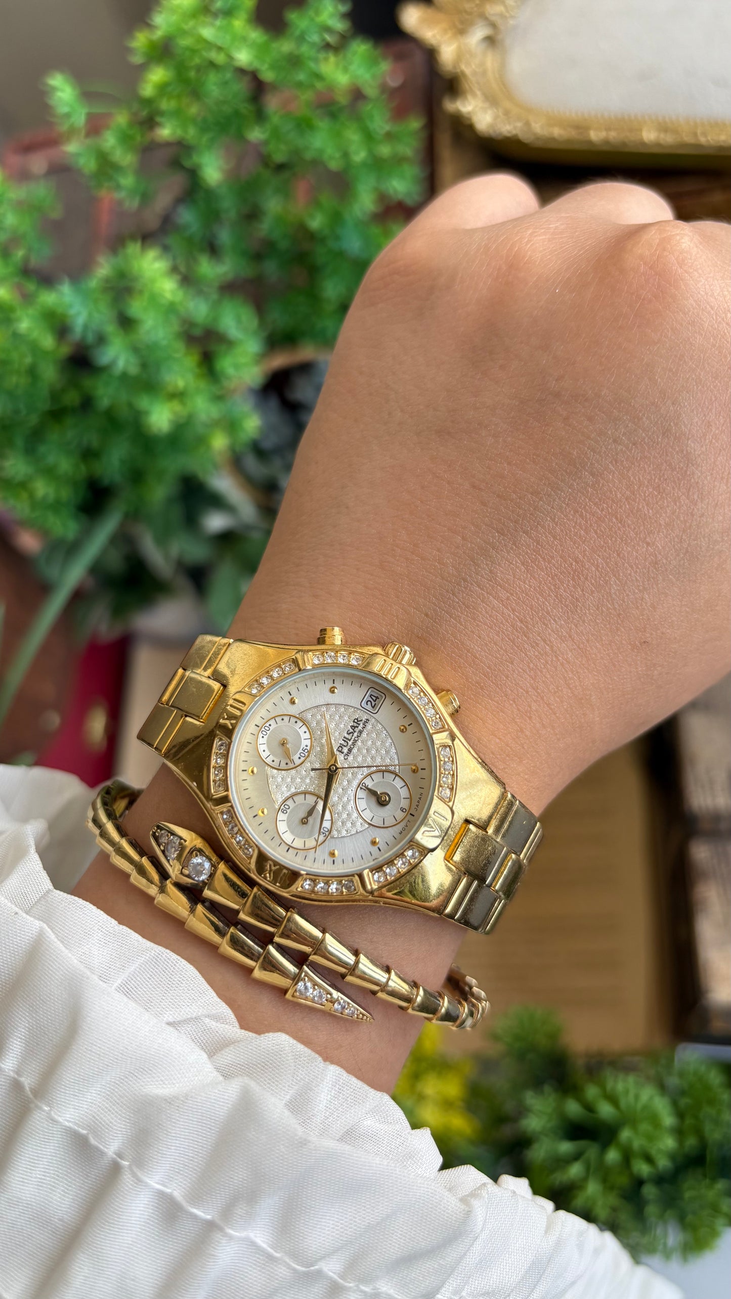 Vintage Pulsar Seiko Watch in Gold Tone Working Chrono