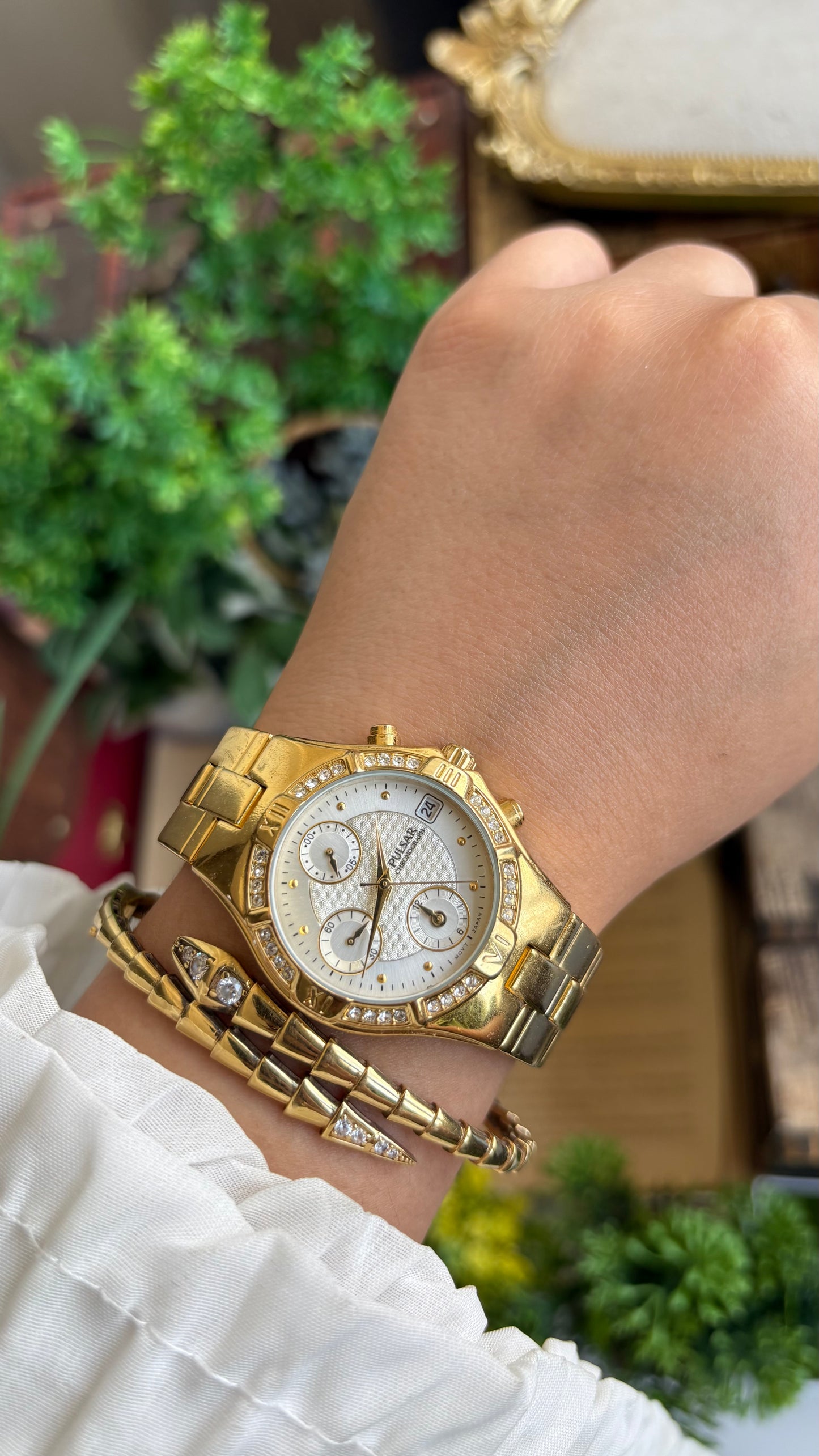 Vintage Pulsar Seiko Watch in Gold Tone Working Chrono