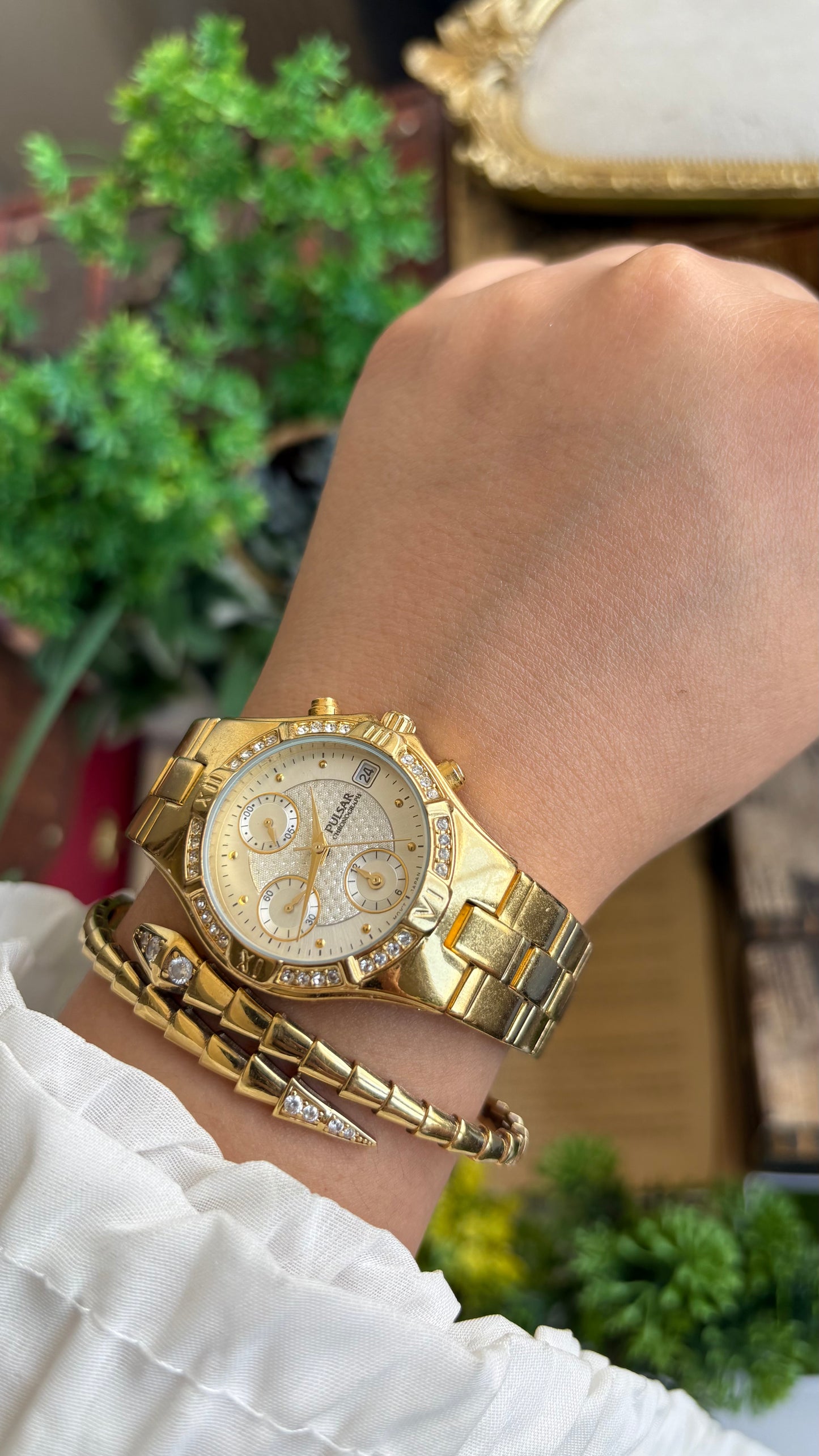 Vintage Pulsar Seiko Watch in Gold Tone Working Chrono