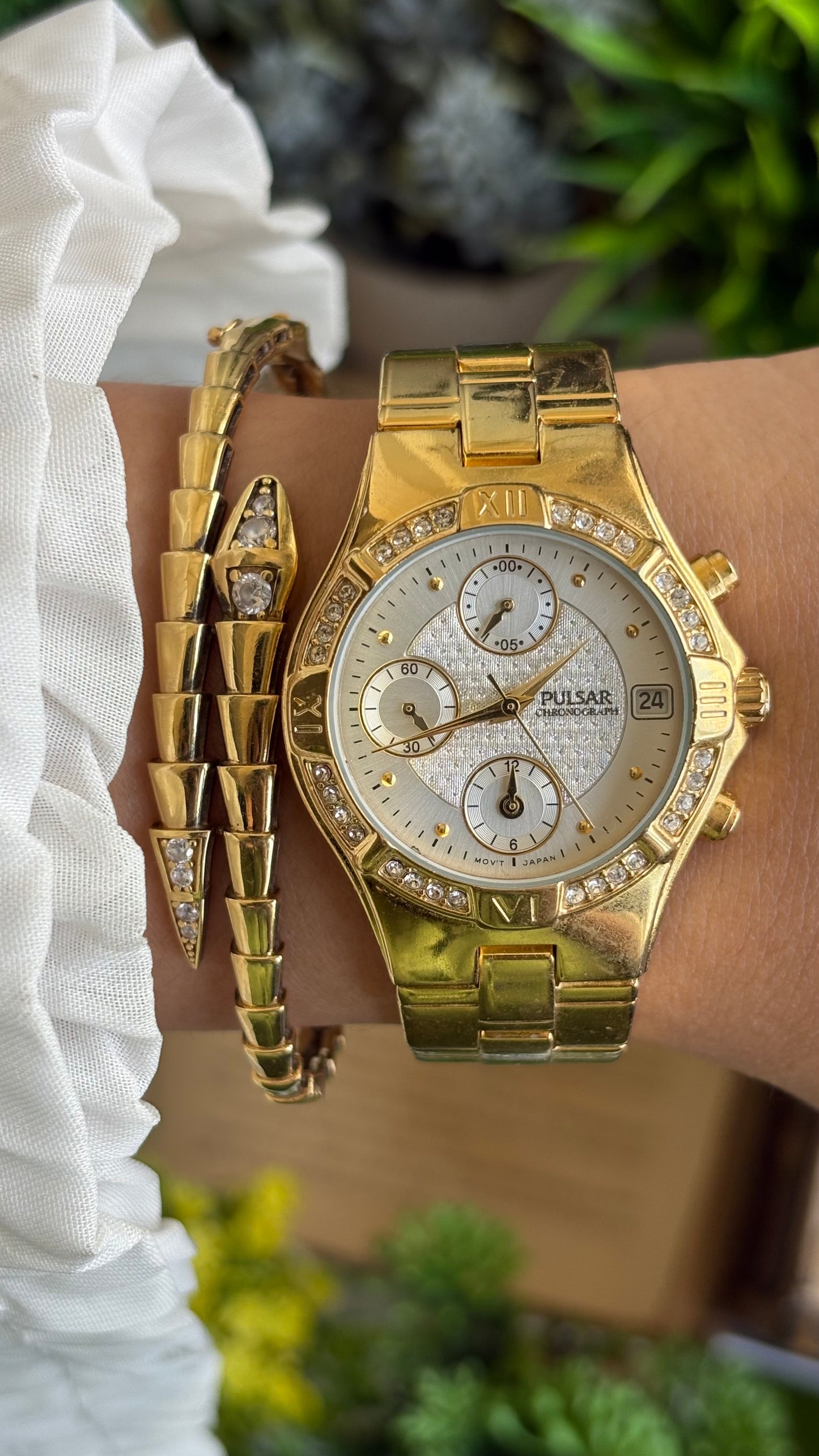 Vintage Pulsar Seiko Watch in Gold Tone Working Chrono