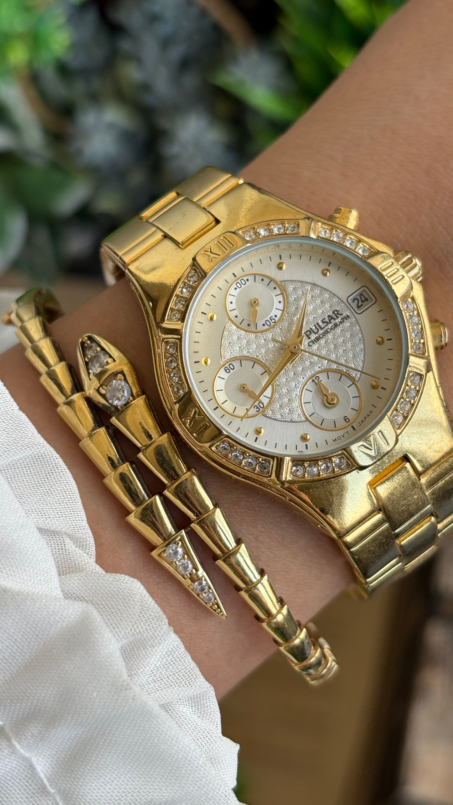 Vintage Pulsar Seiko Watch in Gold Tone Working Chrono