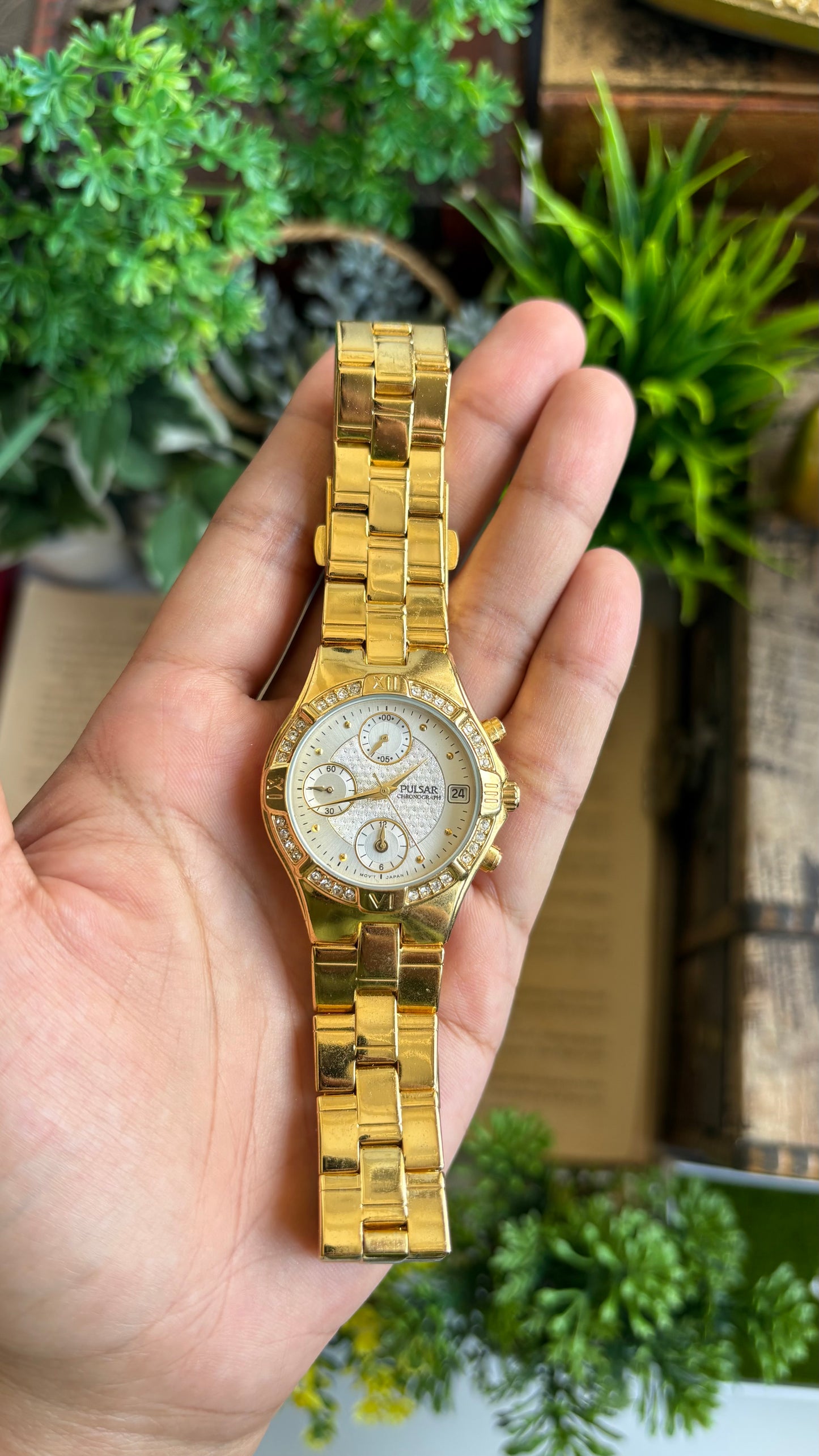 Vintage Pulsar Seiko Watch in Gold Tone Working Chrono