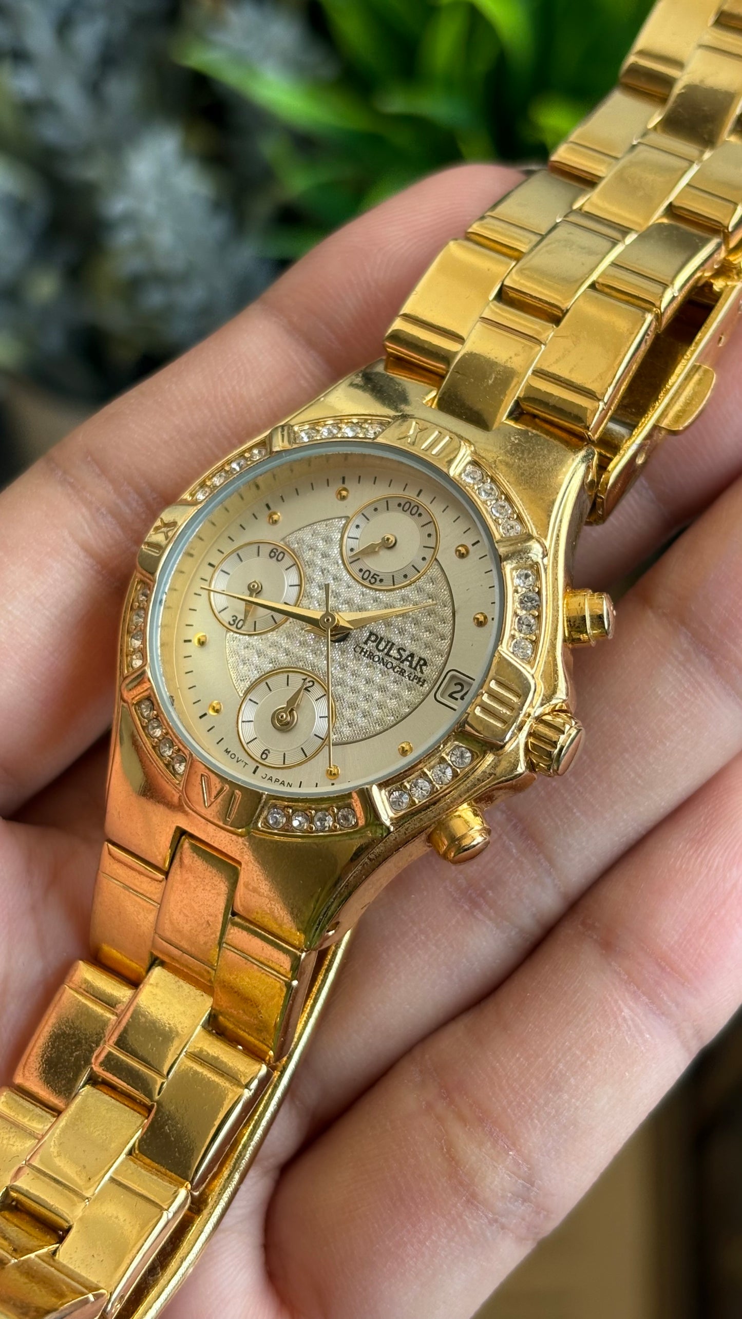 Vintage Pulsar Seiko Watch in Gold Tone Working Chrono