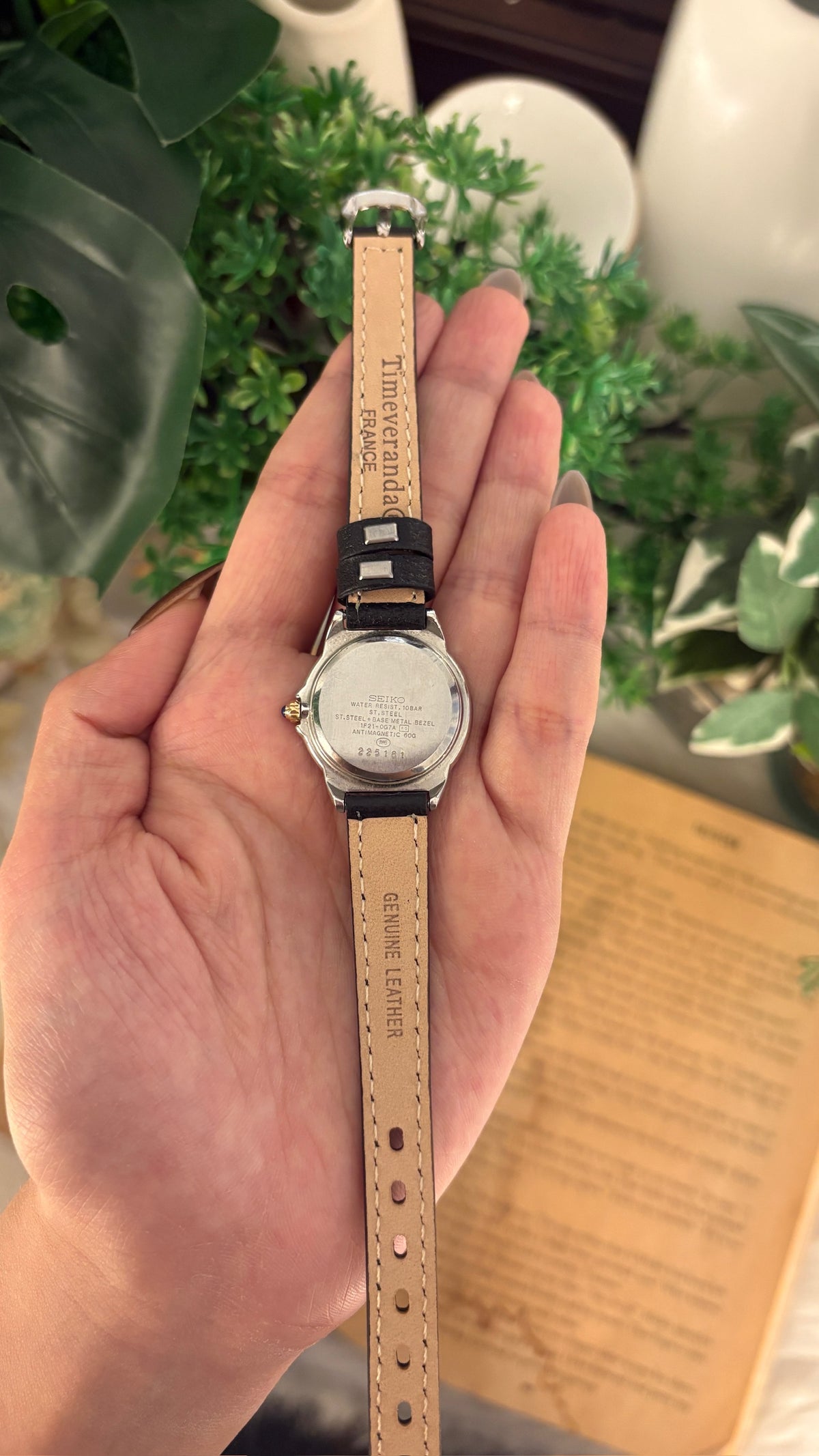 Extremely Rare Vintage Seiko Presage Watch in Two-Tone Black Leather Quartz