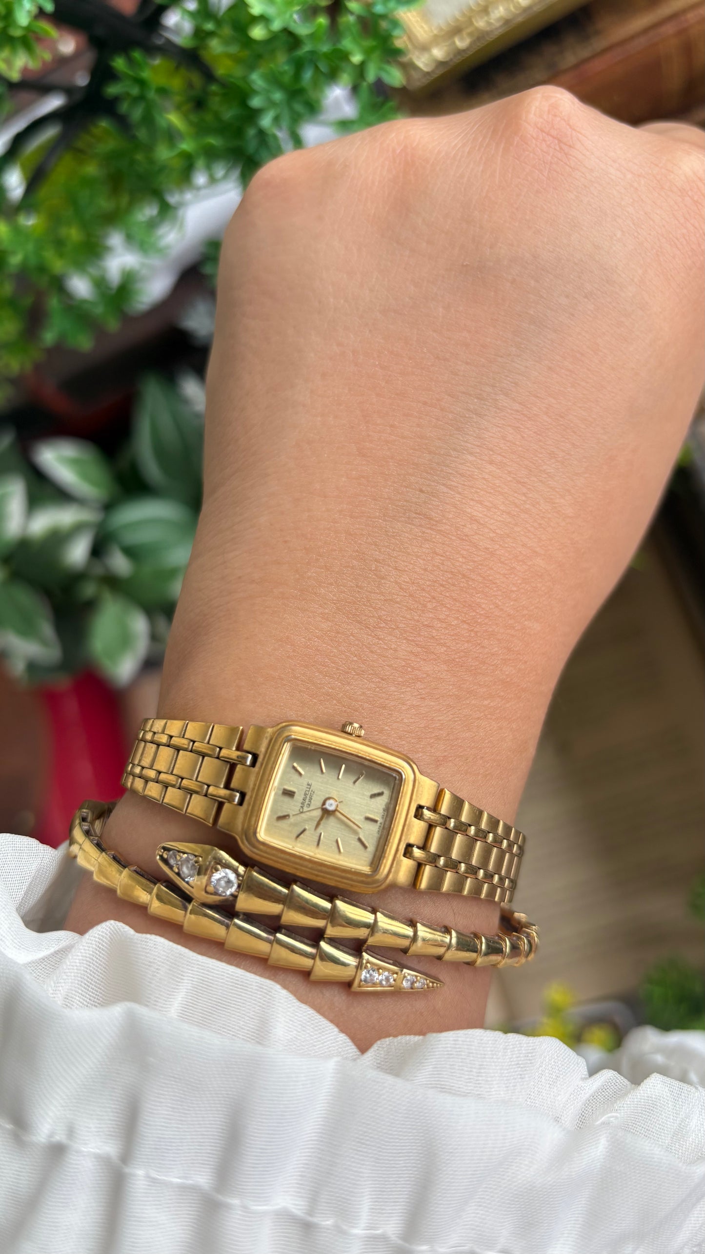 Vintage Caravelle by Bulova Mini Classic Dress Watch in Gold Tone